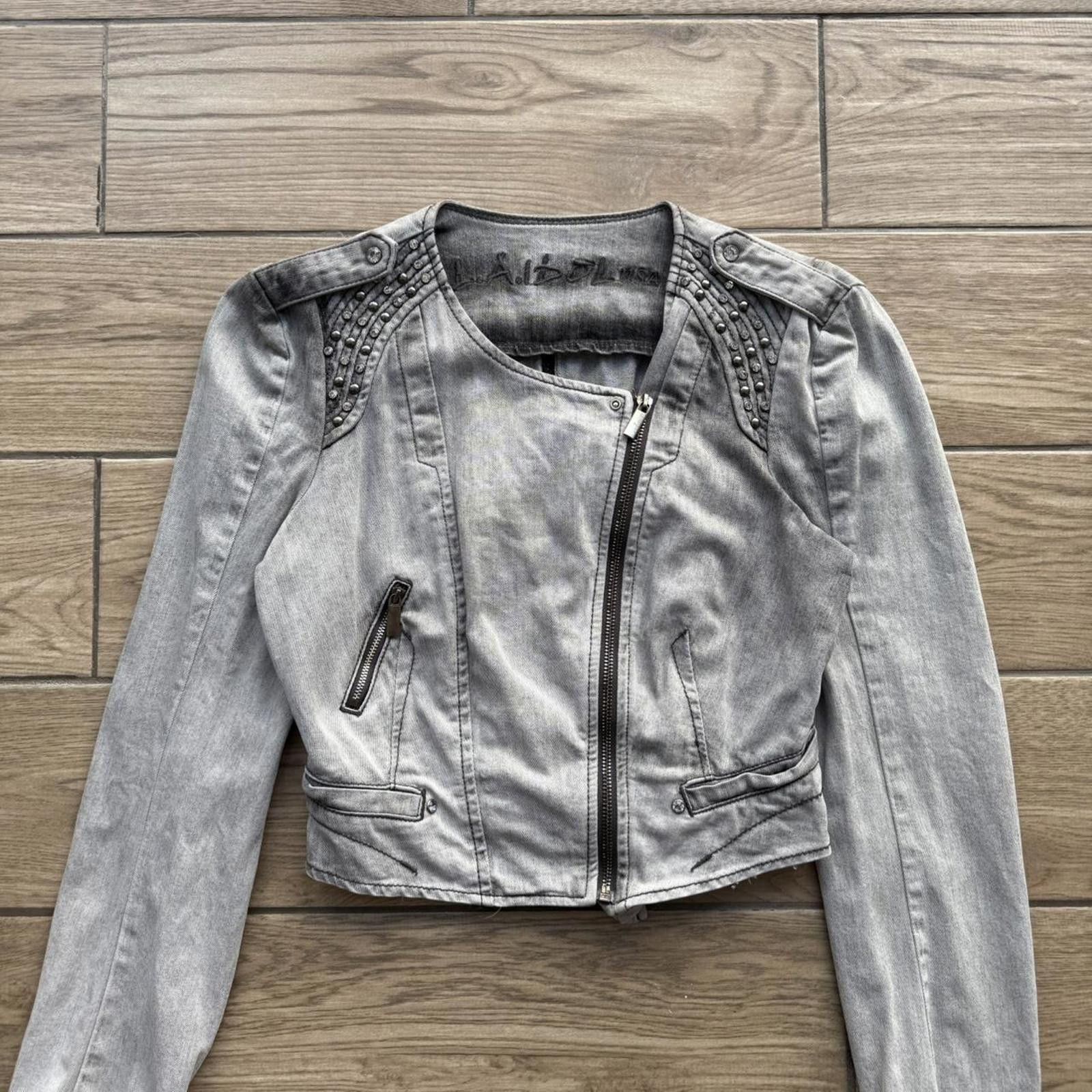 Other Y2K LA Idol Gray Denim Grunge Rhinestones 00s Jacket Size S / US 4 / IT 40 - 7 Thumbnail