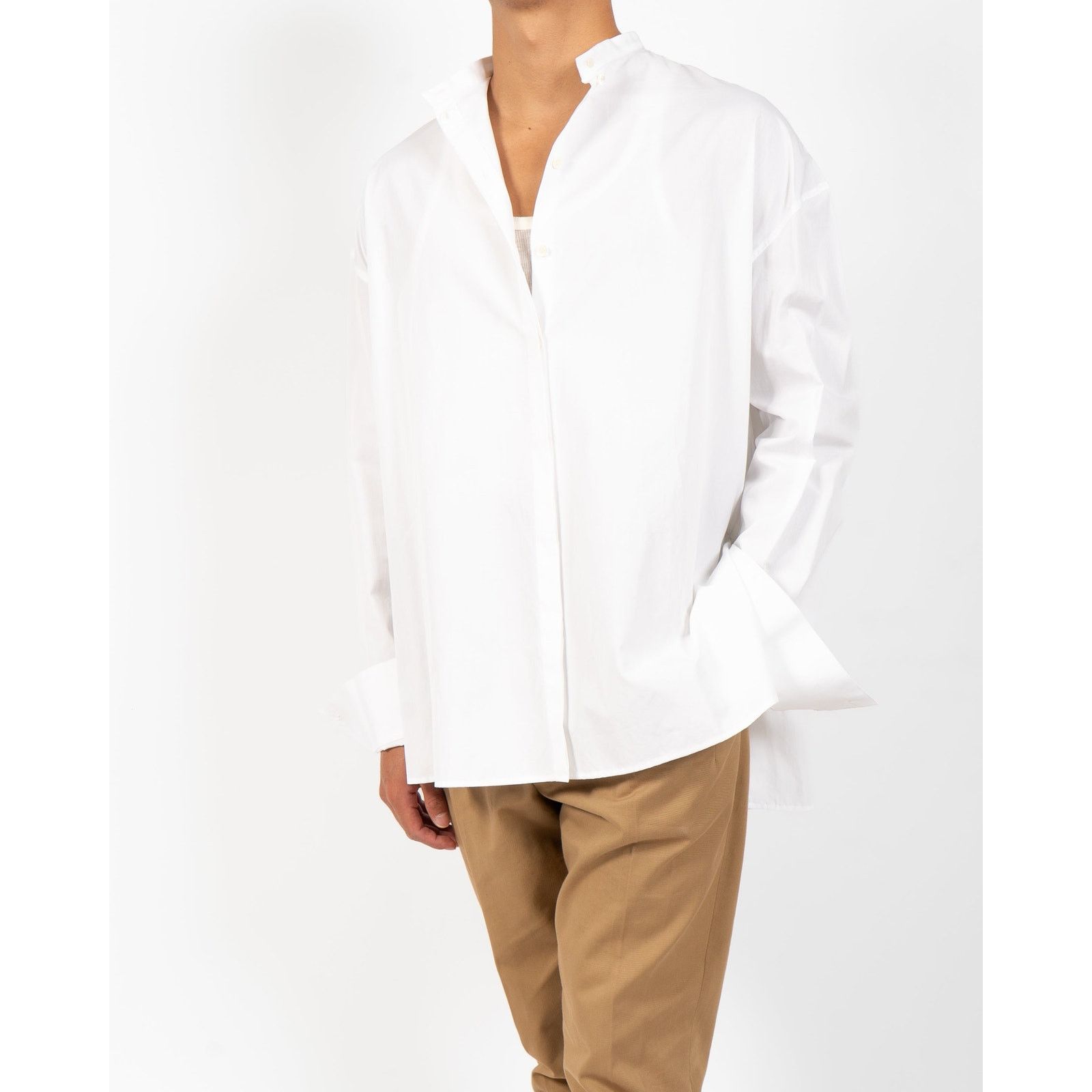 SS18 Oversized Side-Vent Shirt in White Cotton
