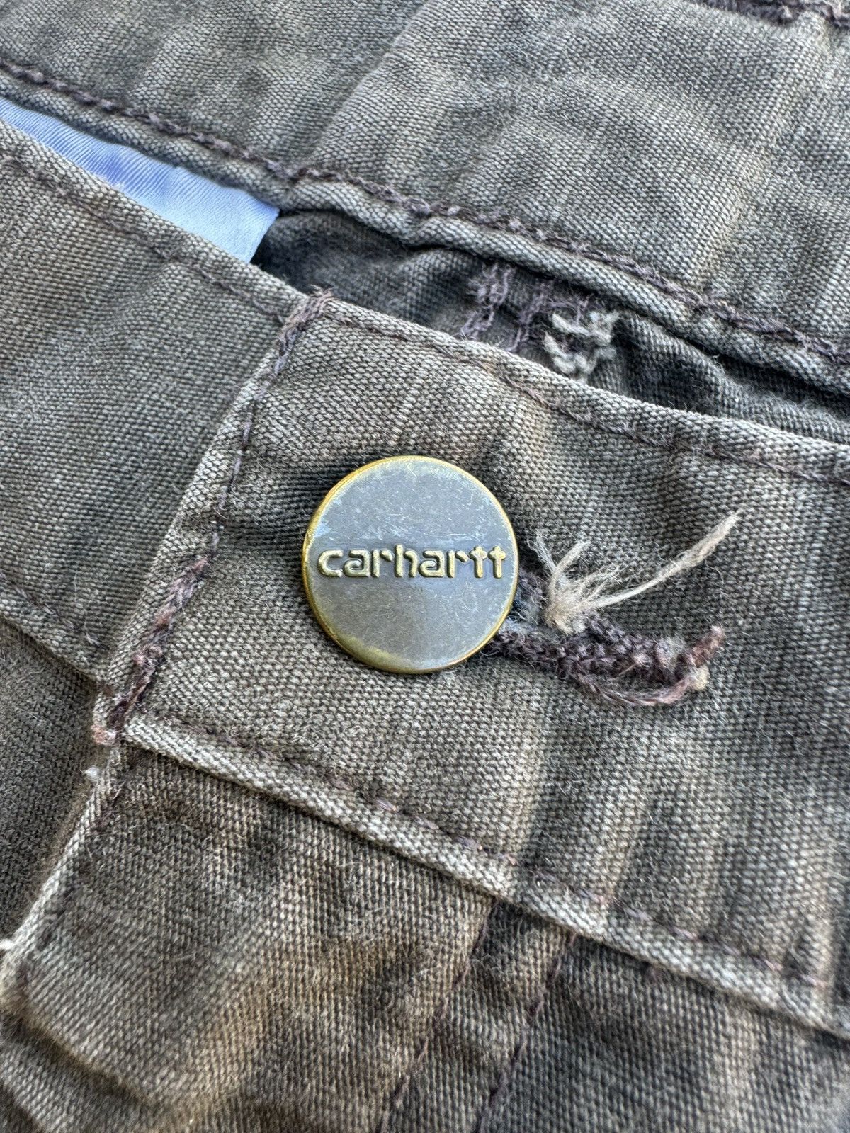 Carhartt × Vintage Vintage Carhartt B342 Green Double Knee Cargos Size US 33 - 11 Thumbnail