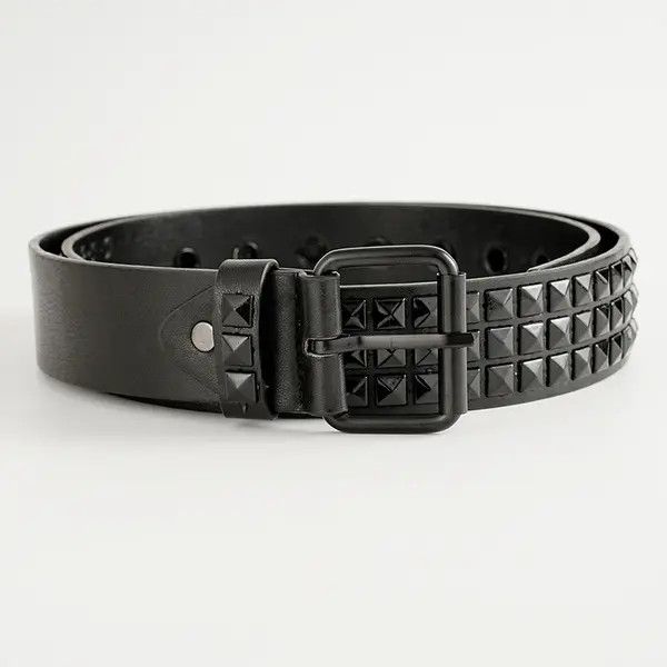 Leather × Vintage All Black Leather Rivet Belt Size ONE SIZE - 2 Thumbnail