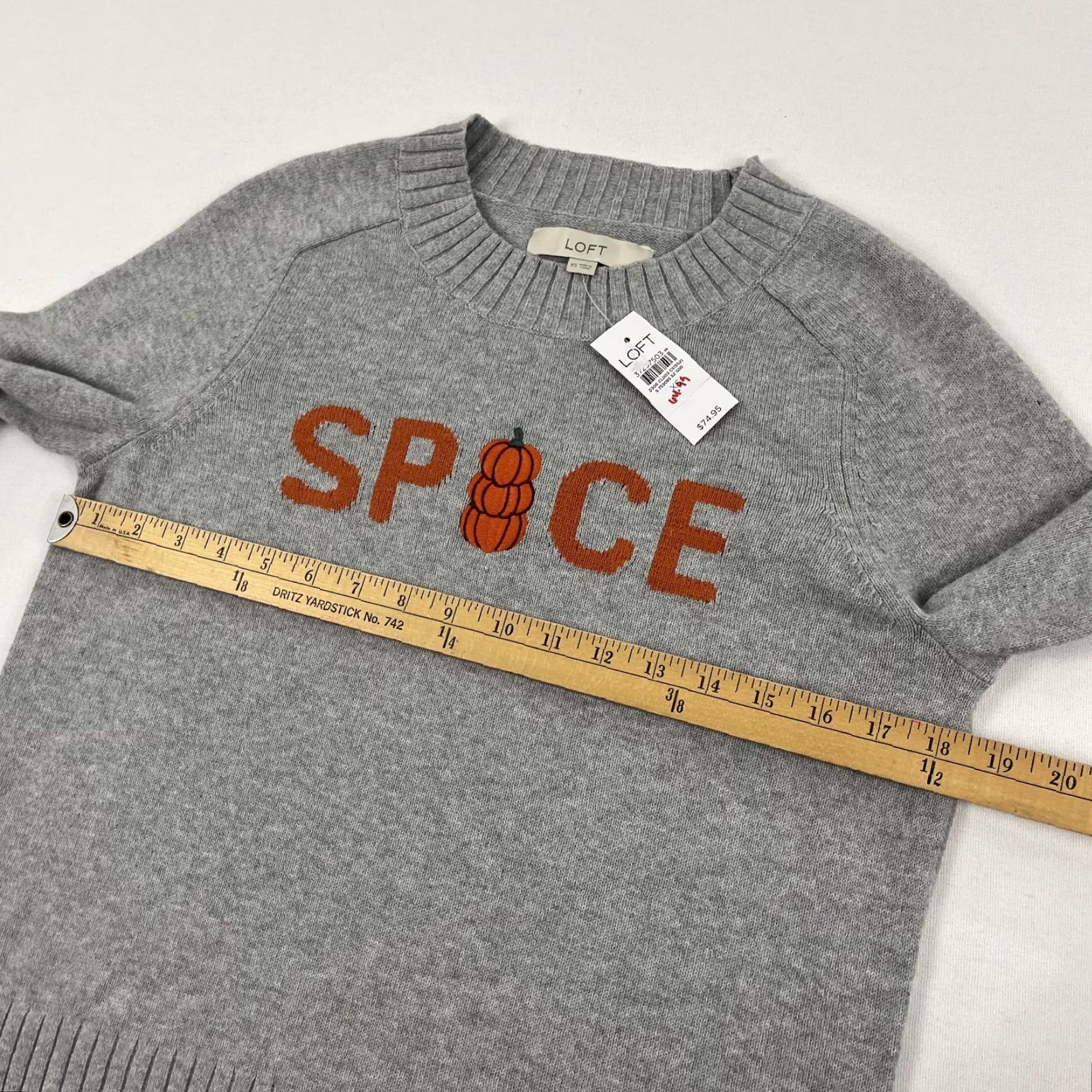 Loft LOFT Sweater Womens XS Gray Knit Pumpkin Spice Coquette Crewneck Fall Autumn NEW Size XS / US 0-2 / IT 36-38 - 5 Thumbnail
