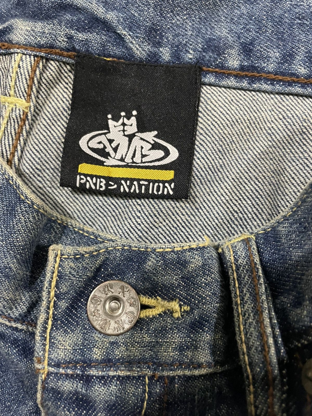 Eminem × Fubu × JNCO Y2K Eminem PNB Nation Embroidery Pockets Hip Hop Baggy Jeans Size US 34 / EU 50 - 10 Thumbnail