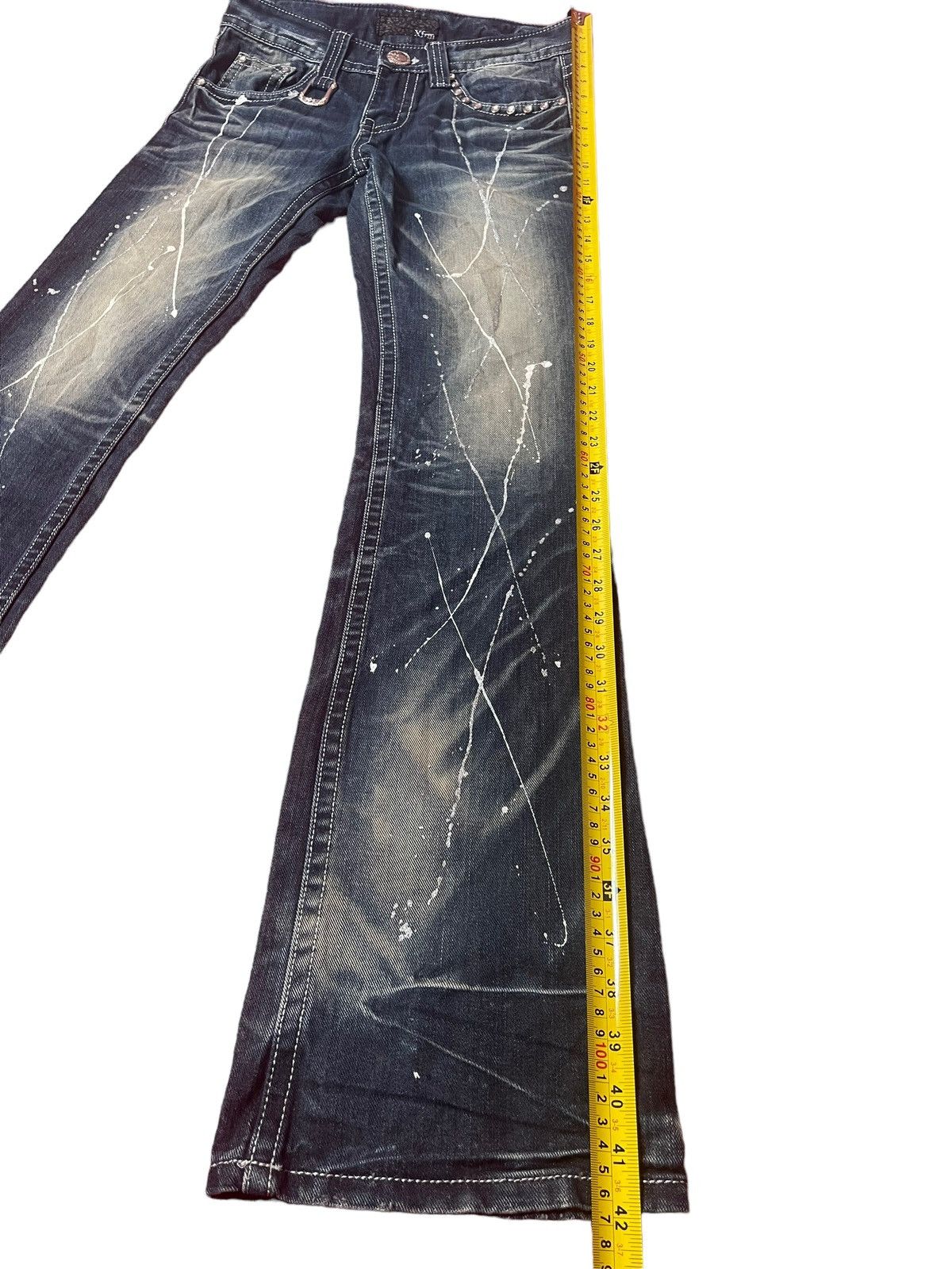 Japanese Brand Vintage Xfrm Flare Jeans Painting Streetwear Size US 29 - 7 Thumbnail