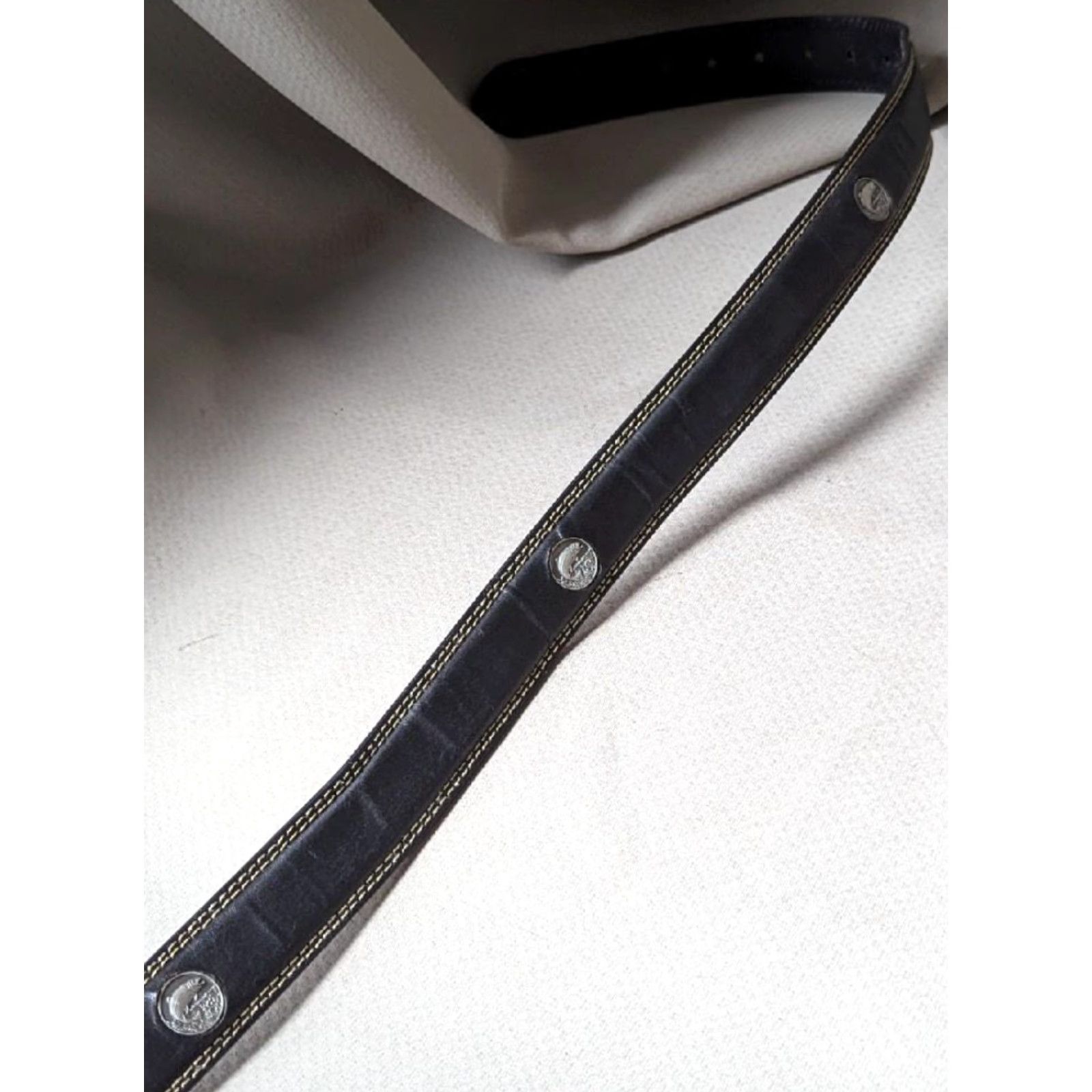 Vintage VINTAGE leather belt FISHING handcrafted 42 black Websters belt Mens 42 Fish Conchos Leather Bass Conchos Size 42 - 8 Thumbnail