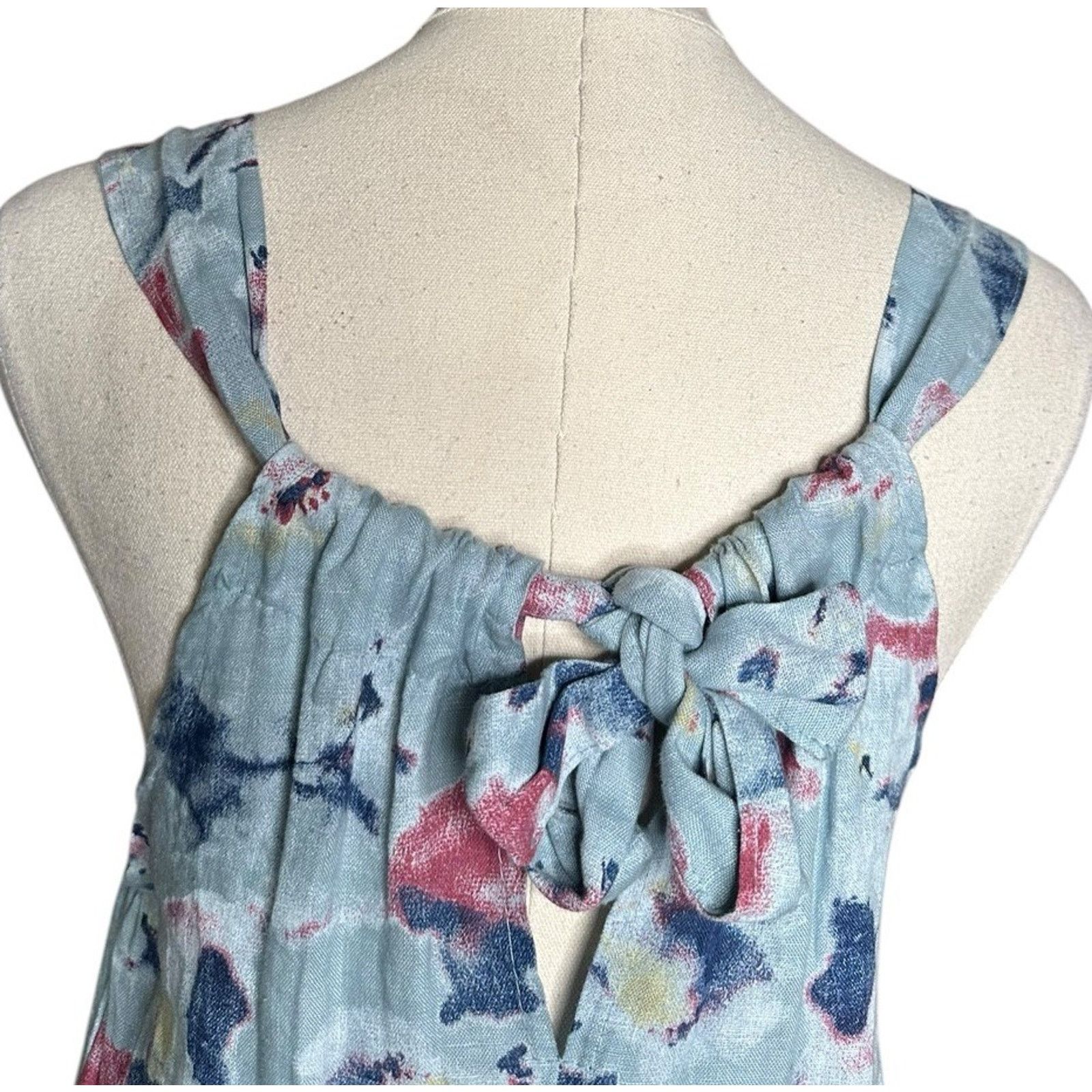Other Bellambra Linen Dress Womens XS Blue Floral Sleeveless Italy Size XS / US 0-2 / IT 36-38 - 5 Thumbnail