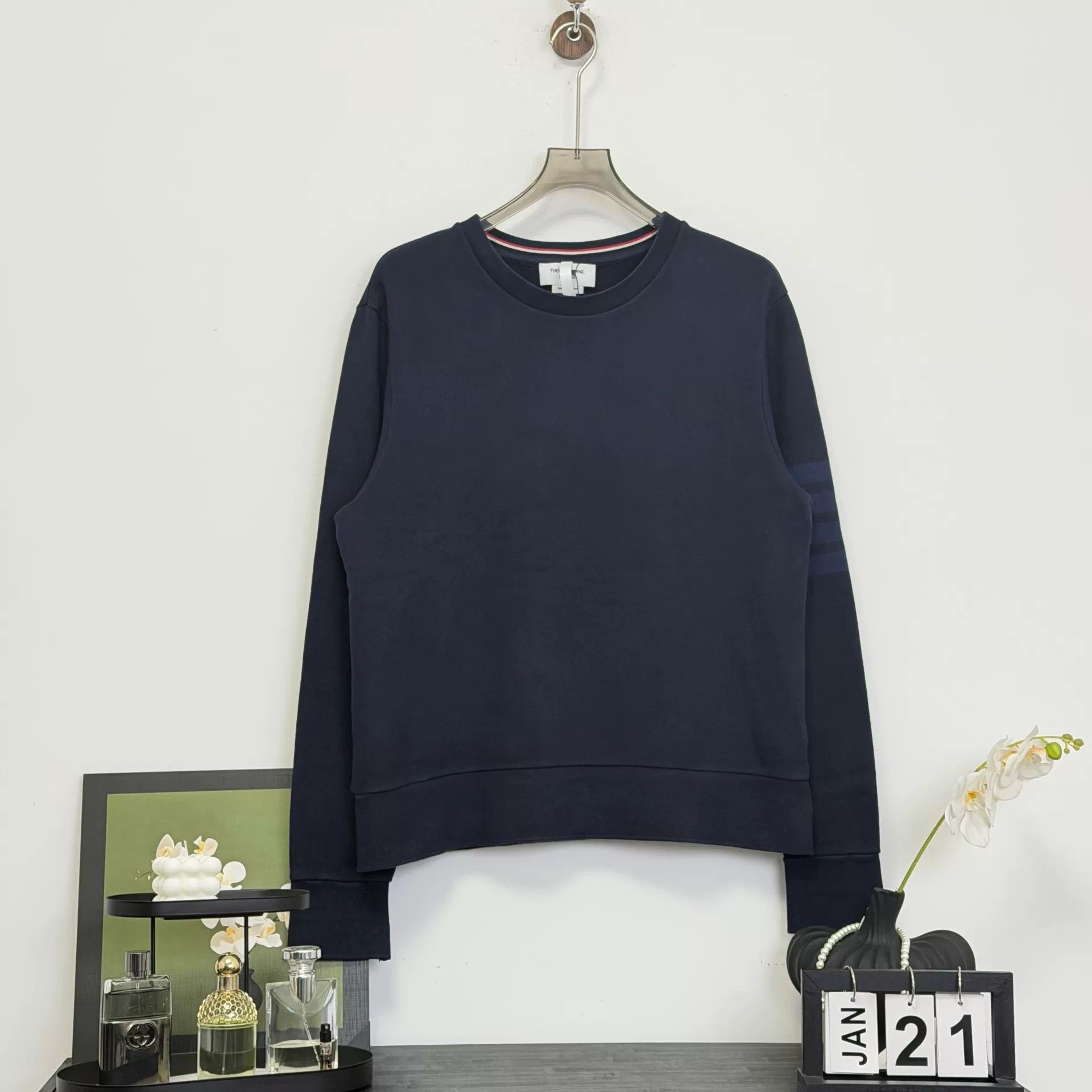 Thom Browne Navy Stripe Sweatshirt Size 3