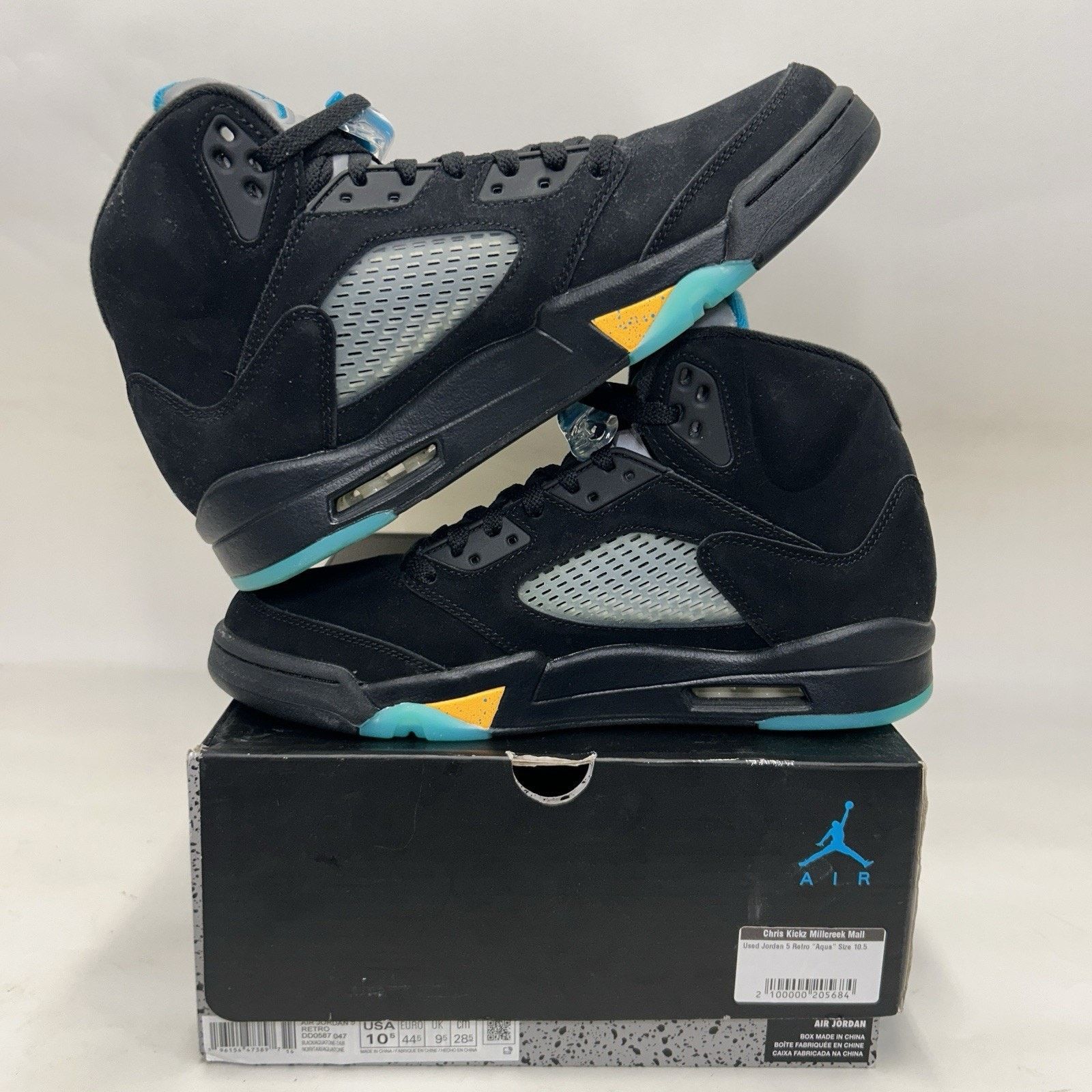 Jordan Brand Nike Air Jordan 5 Retro OG “Aqua/Black Yellow Blue” Size US 9.5 / EU 42-43 - 3 Thumbnail