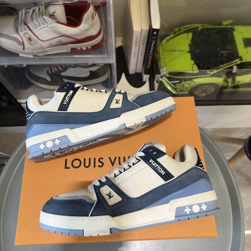 Louis Vuitton Louis Vuitton Blue and White Trainer Sneakers -2508 Size US 8 / EU 41 - 4 Thumbnail