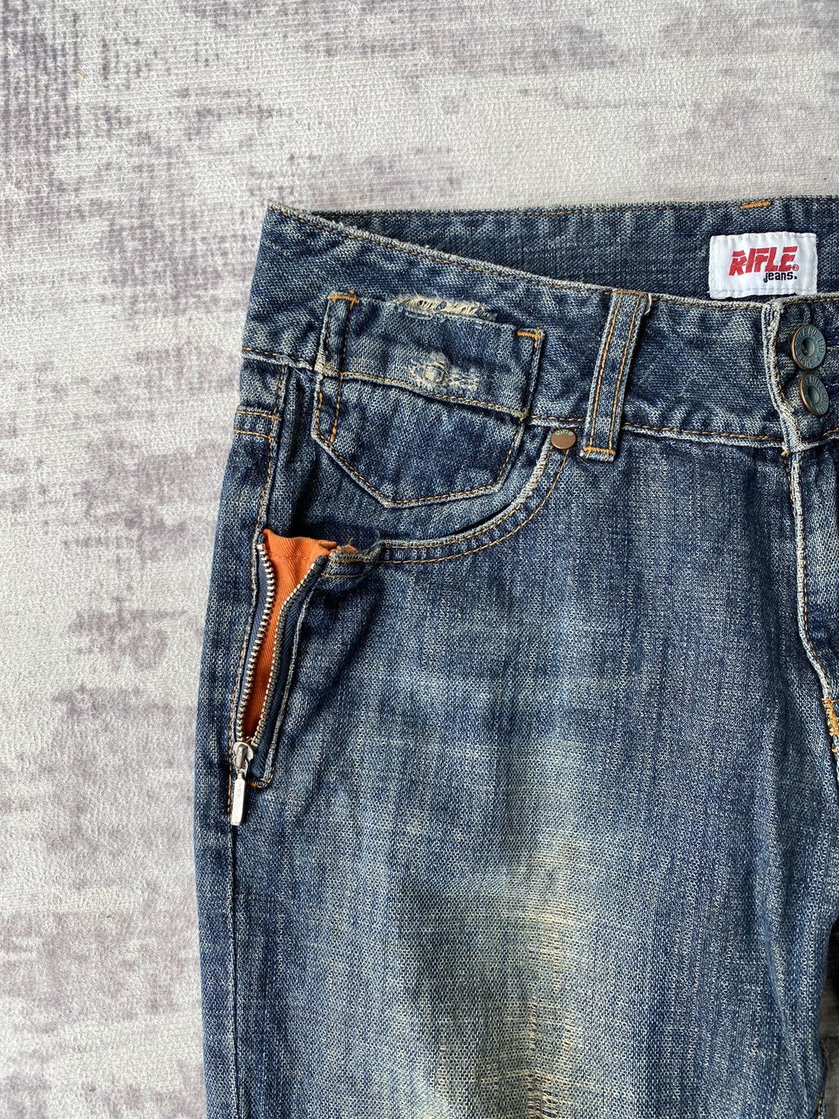 Japanese Brand Vintage Rifle Jeans Distressed Flared Denim Size US 31 - 4 Thumbnail