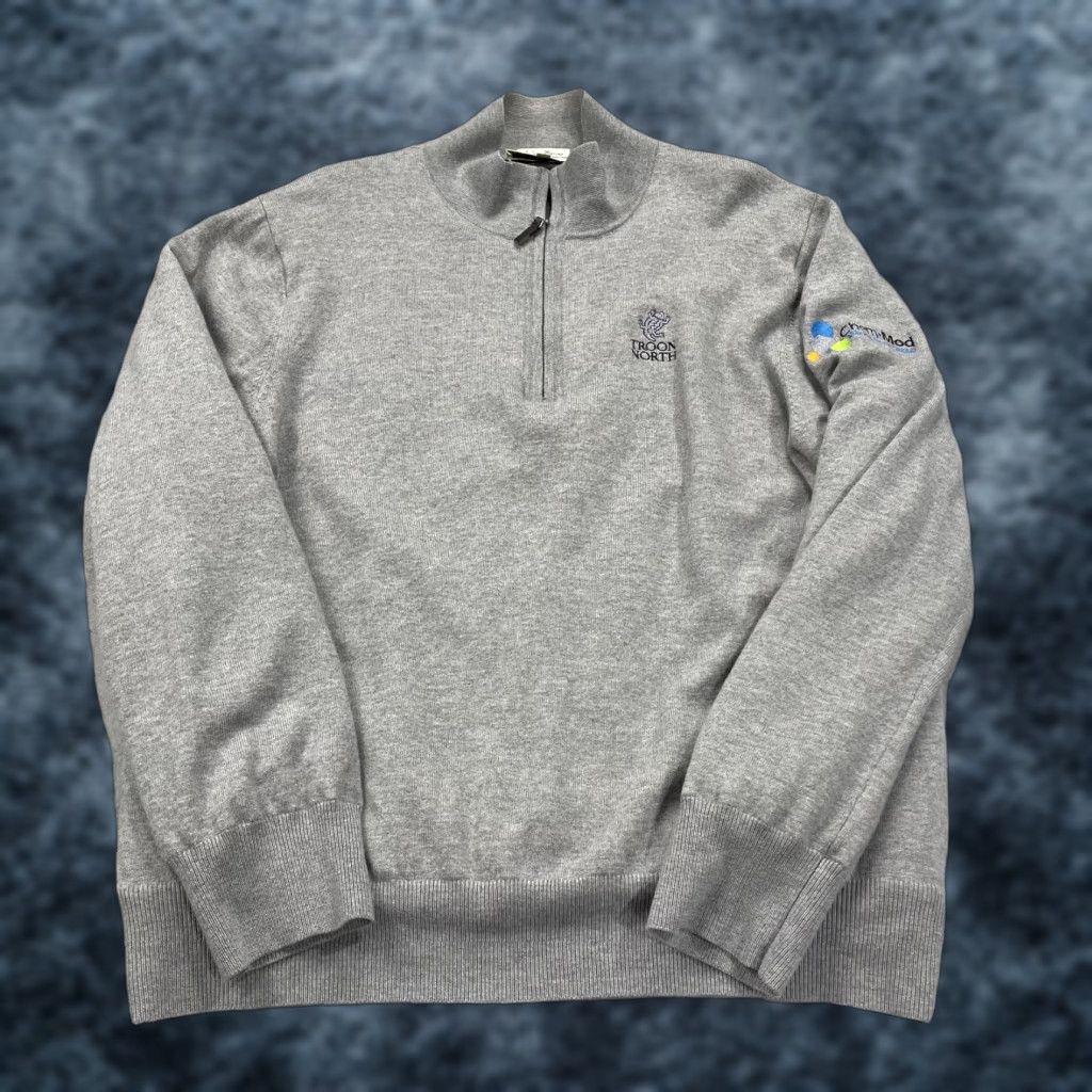 Vintage Fairway & Greene Golf Sweater Mens Large Gray 1/4 Zip Troon North Merino Wool Mock Neck Pullover Size US L / EU 52-54 / 3 - 1 Thumbnail