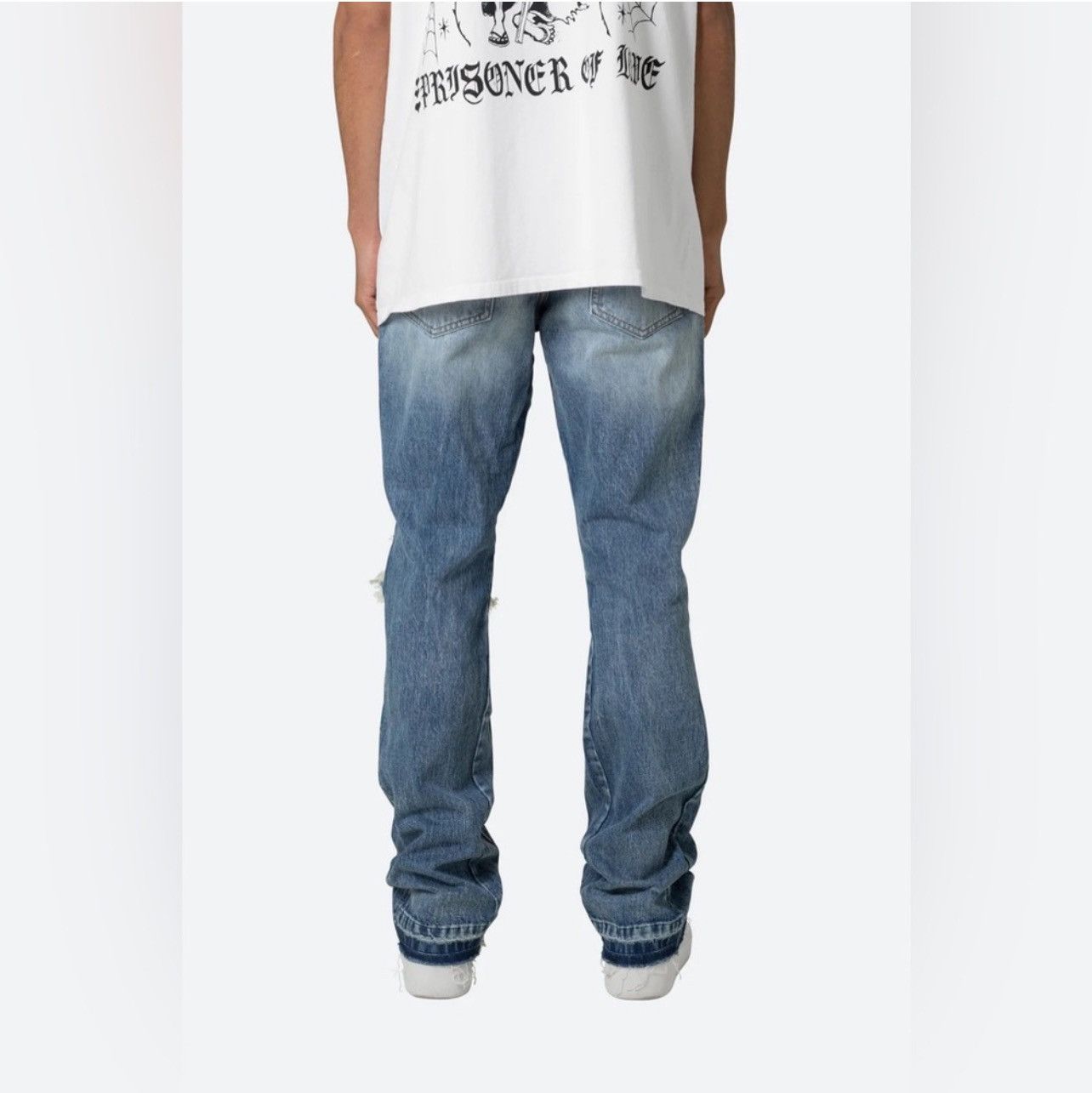 MNML MNML Flare Blue Denim Jeans Distressed Size US 32 / EU 48 - 9 Thumbnail