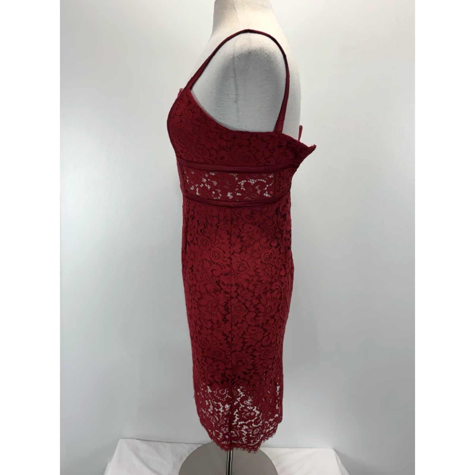 Express Express Lace Overlay Dress Women’s Red Knee Length Bodycon Sleeveless Zip Size 4 Size S / US 4 / IT 40 - 2 Thumbnail