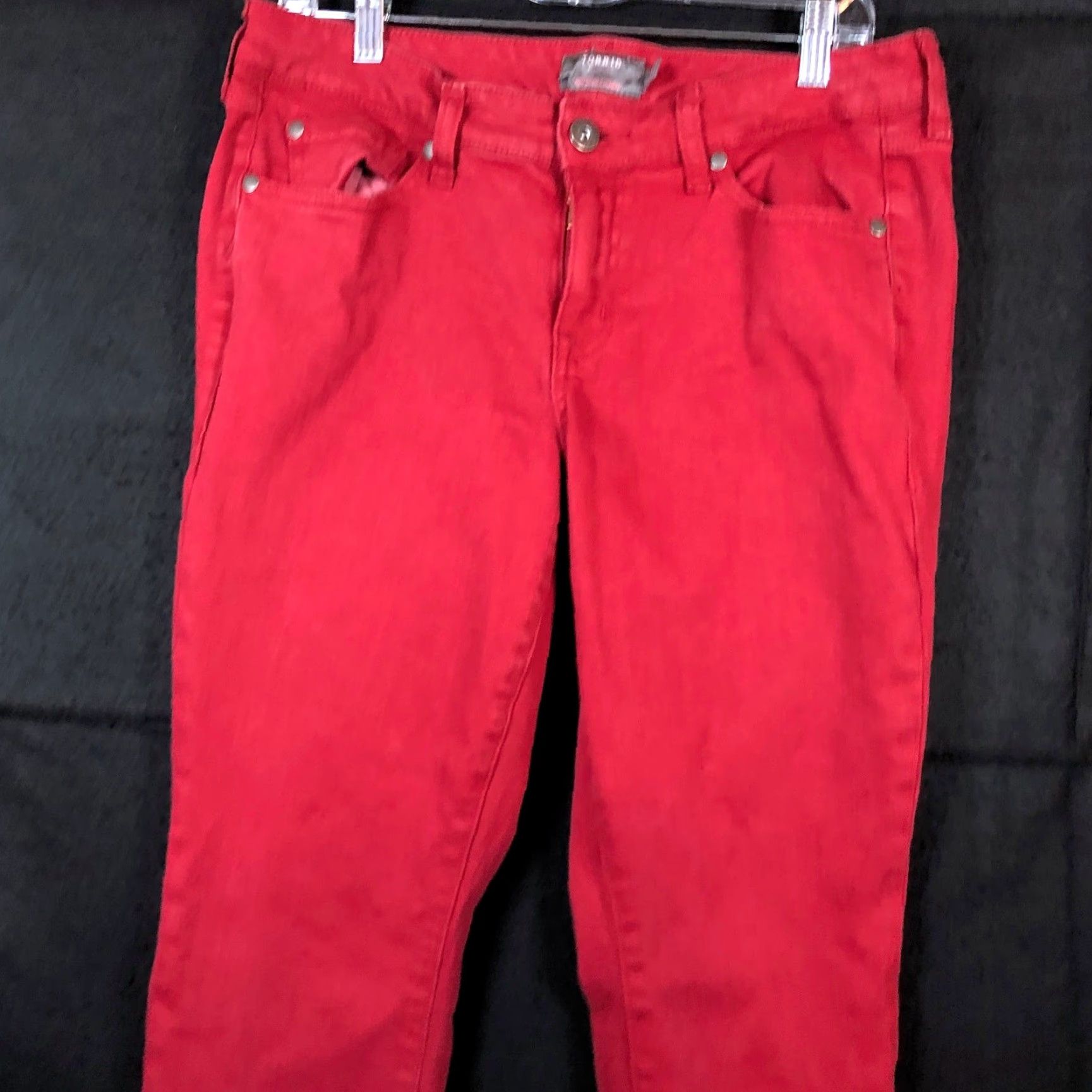 Torrid VINTAGE Torrid Jeans Deep Red Denim Mid Rise Boyfriend Straight 10 Women Size 30" / US 8 / IT 44 - 2 Thumbnail