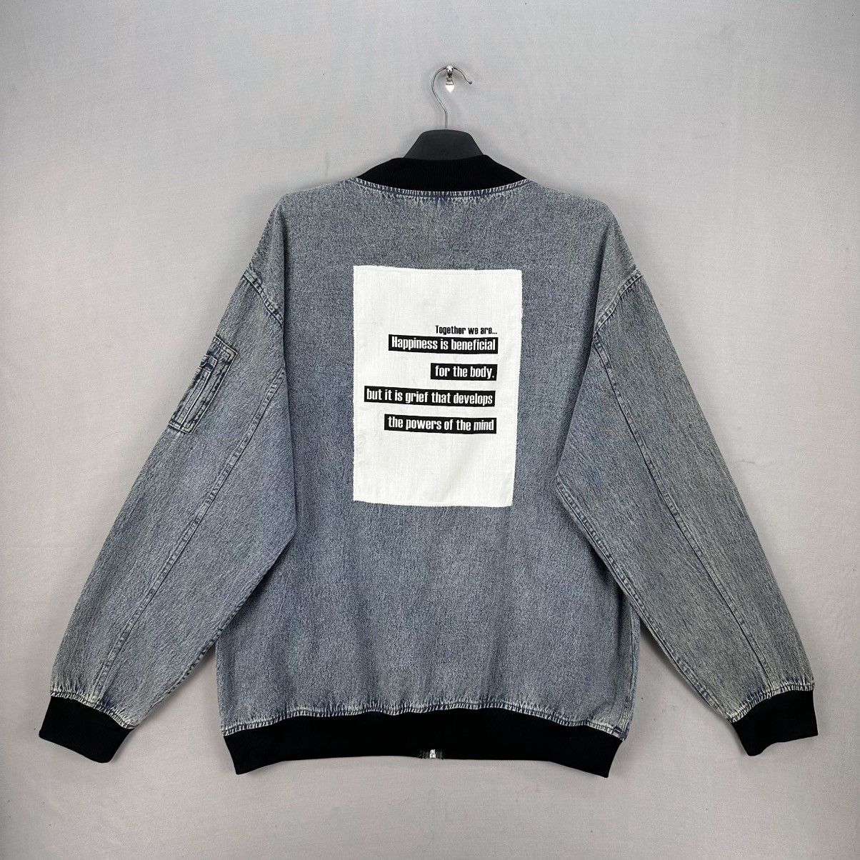 Japanese Brand Bomber Jacket With Big Patch Power of Words Size US L / EU 52-54 / 3 - 4 Thumbnail