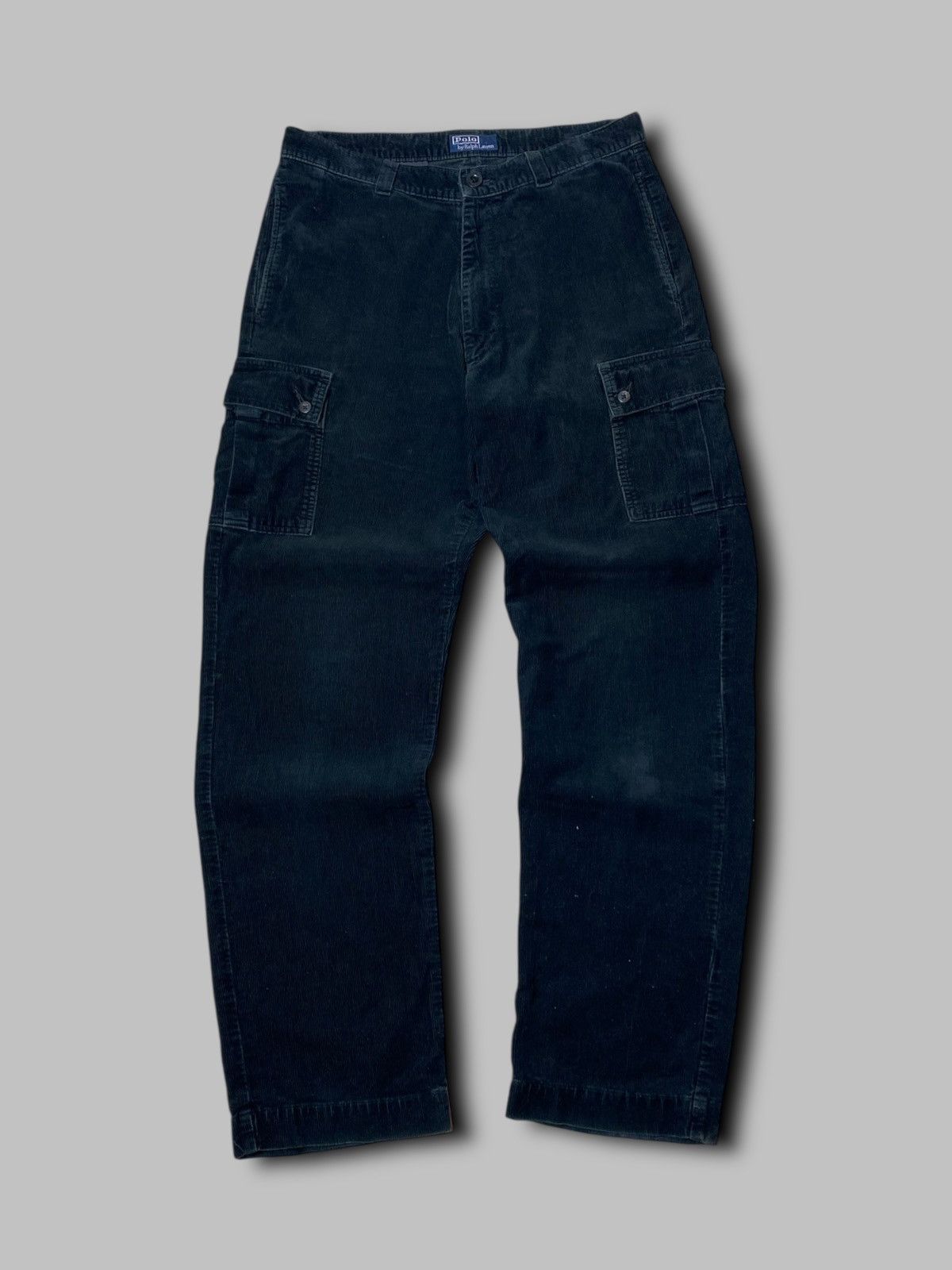 Polo Ralph Lauren Polo Ralph Lauren Vintage Corduroy Cargo Pants Relaxed Black Size US 33 - 1 Thumbnail