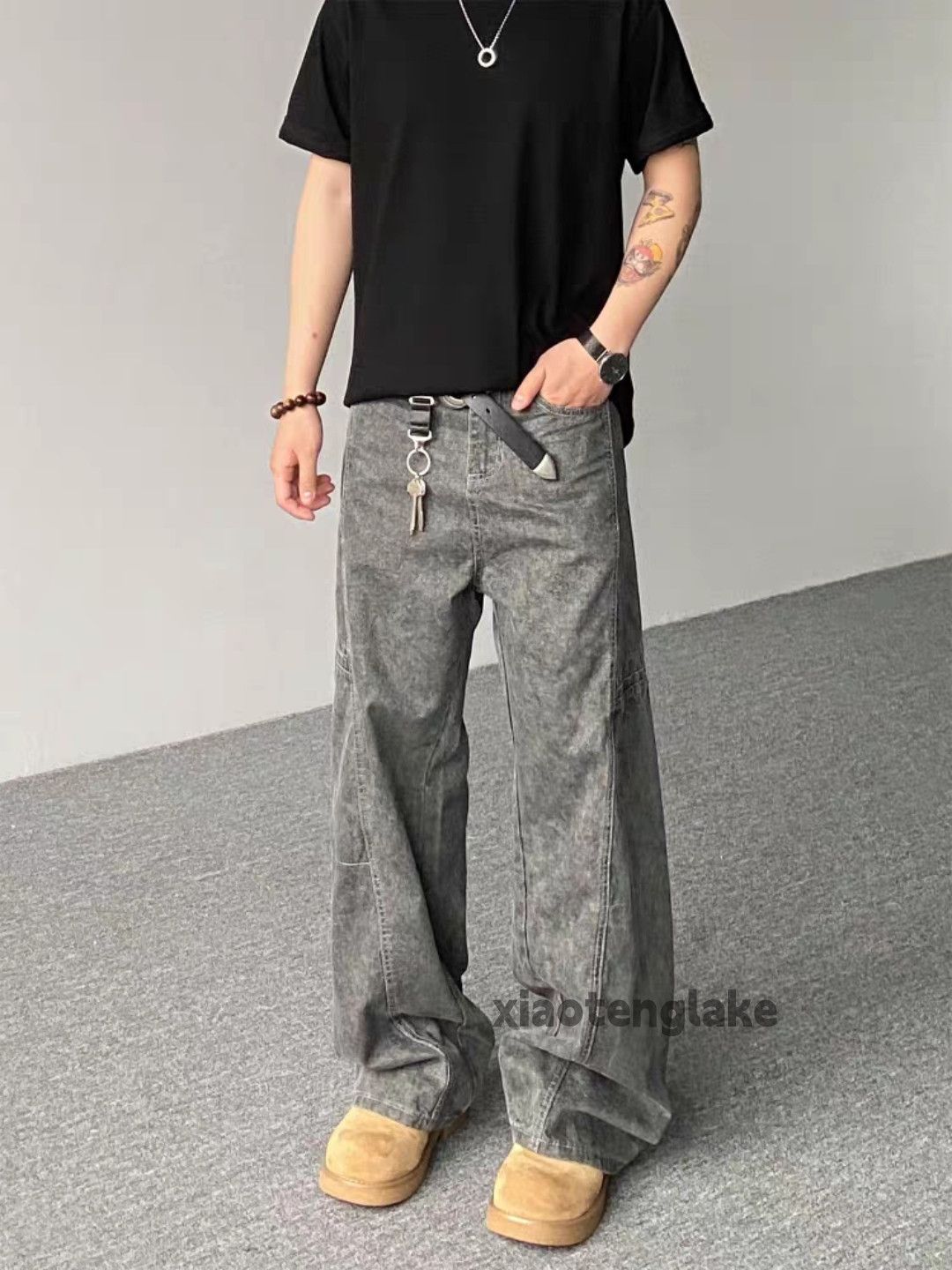 Jean Custom washed faded loose baggy skate hiphop cargo jeans Size US 30 / EU 46 - 2 Thumbnail