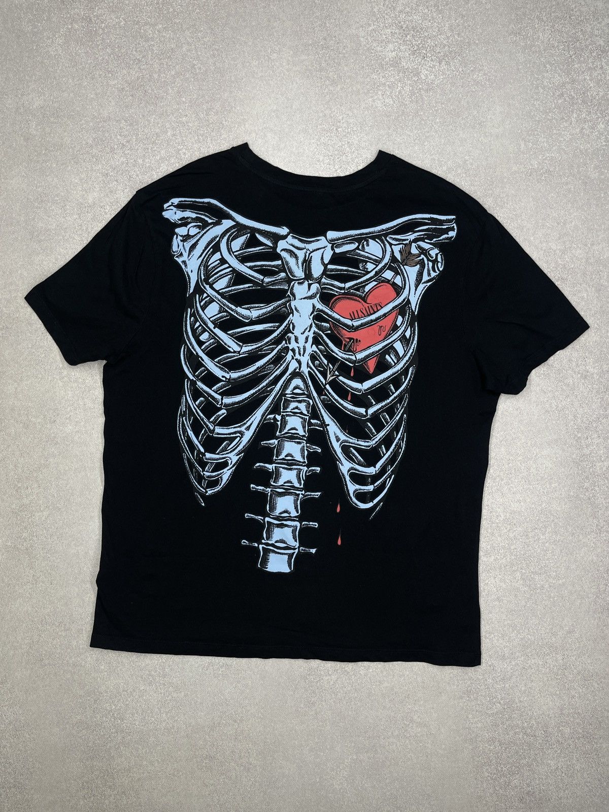 Allsaints Mens AllSaints Bleeding Heart Crew Black T Shirt Big Logo Size US M / EU 48-50 / 2 - 2 Thumbnail