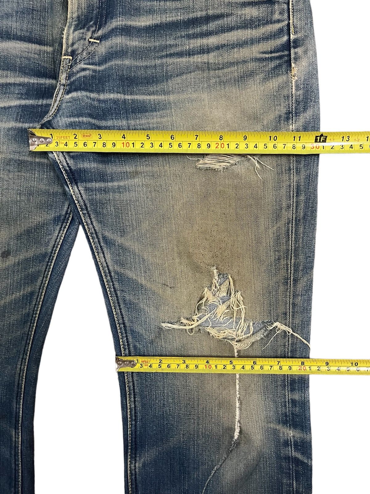 Lee Vintage Lee Denim Yellow Mud Washed Distressed Flare Jeans Size US 34 / EU 50 - 17 Thumbnail