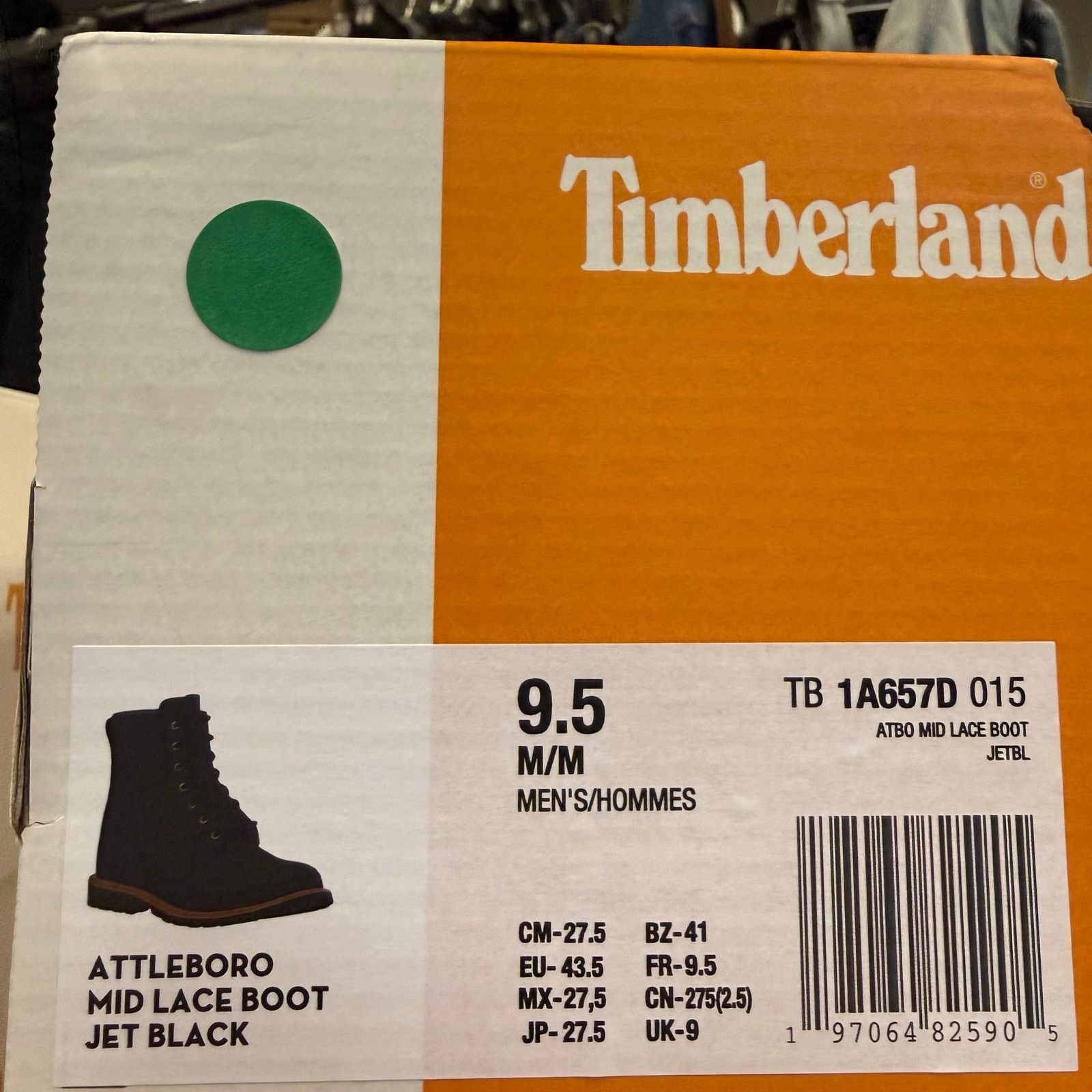 Timberland TIMBERLAND MEN'S 9.5 ATTLEBORO MID LACE BOOT JET BLACK NIB Size US 9.5 / EU 42-43 - 6 Thumbnail