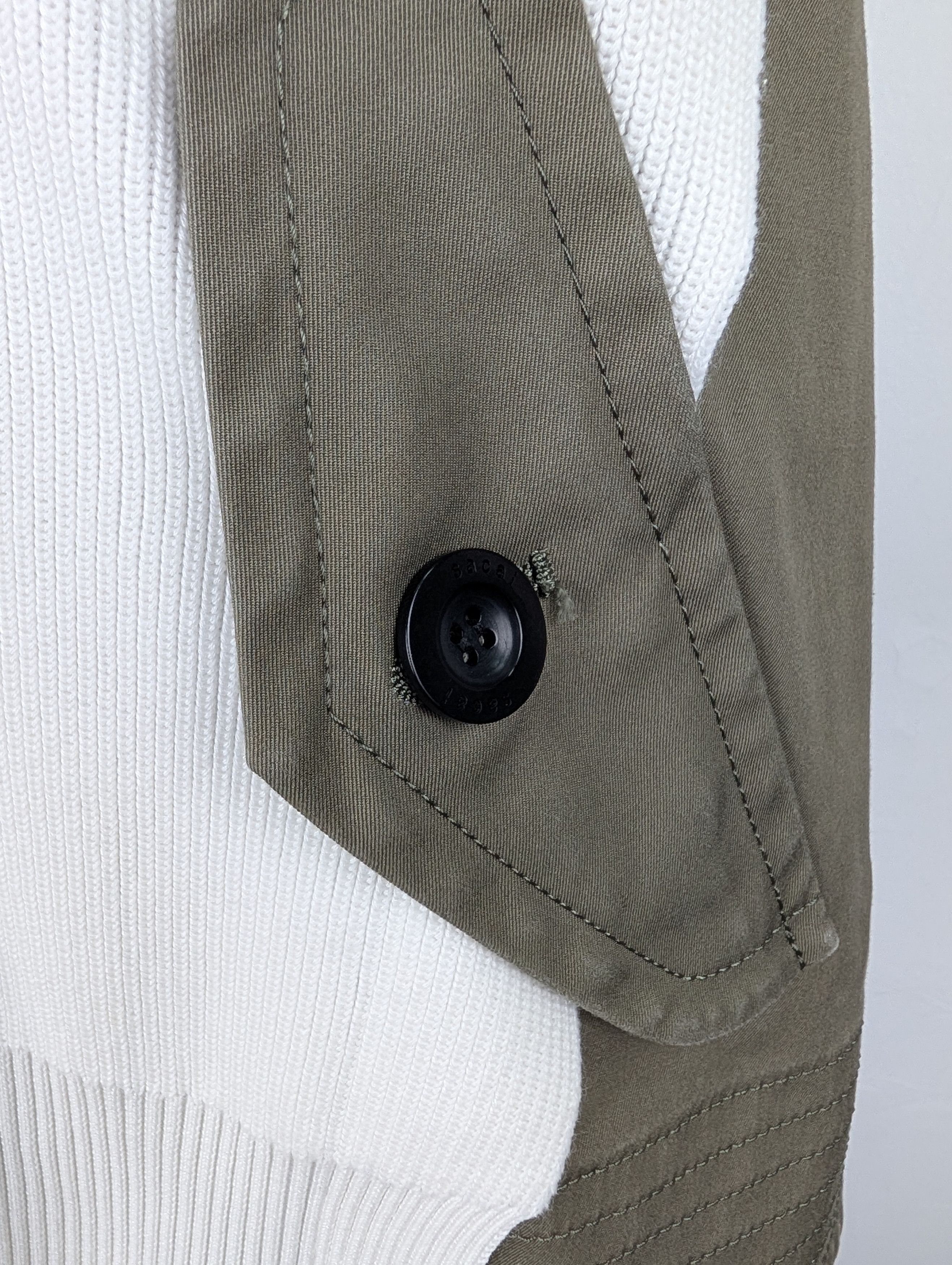 Sacai Sacai Cream Knitted Top with Cotton Sides and Front Pockets Size S / US 4 / IT 40 - 3 Thumbnail