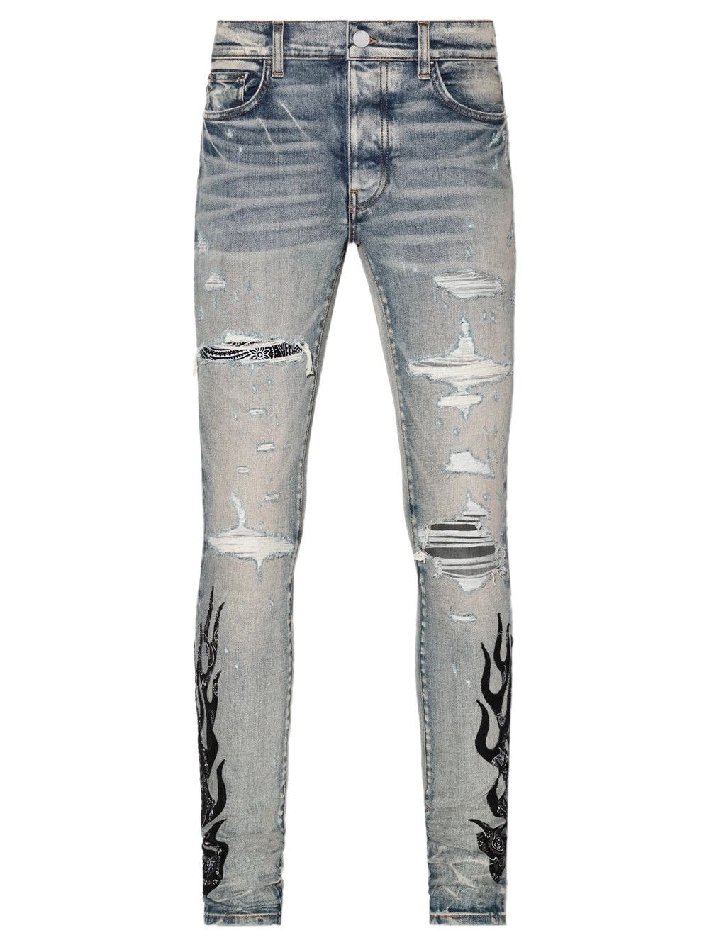 Amiri o1mle0426 Bandana Flame Jeans in Blue/Black Size US 38 / EU 54 - 5 Thumbnail