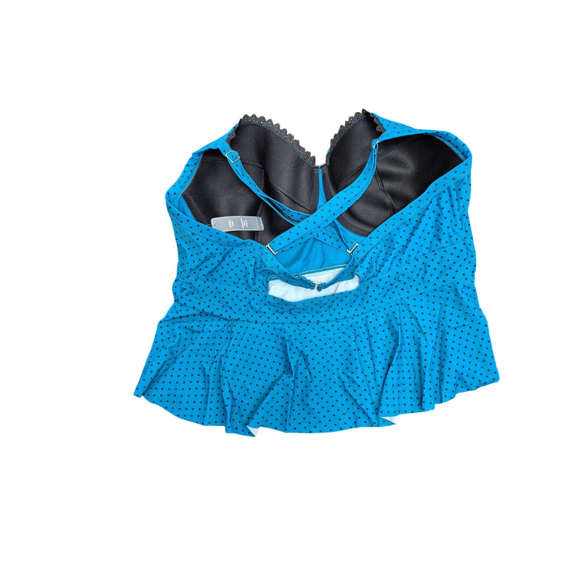 Other Womens Blue Polka Dot Peplum Tankini Top With Molded Cups & Size 3XL / US 20-22 - 3 Thumbnail