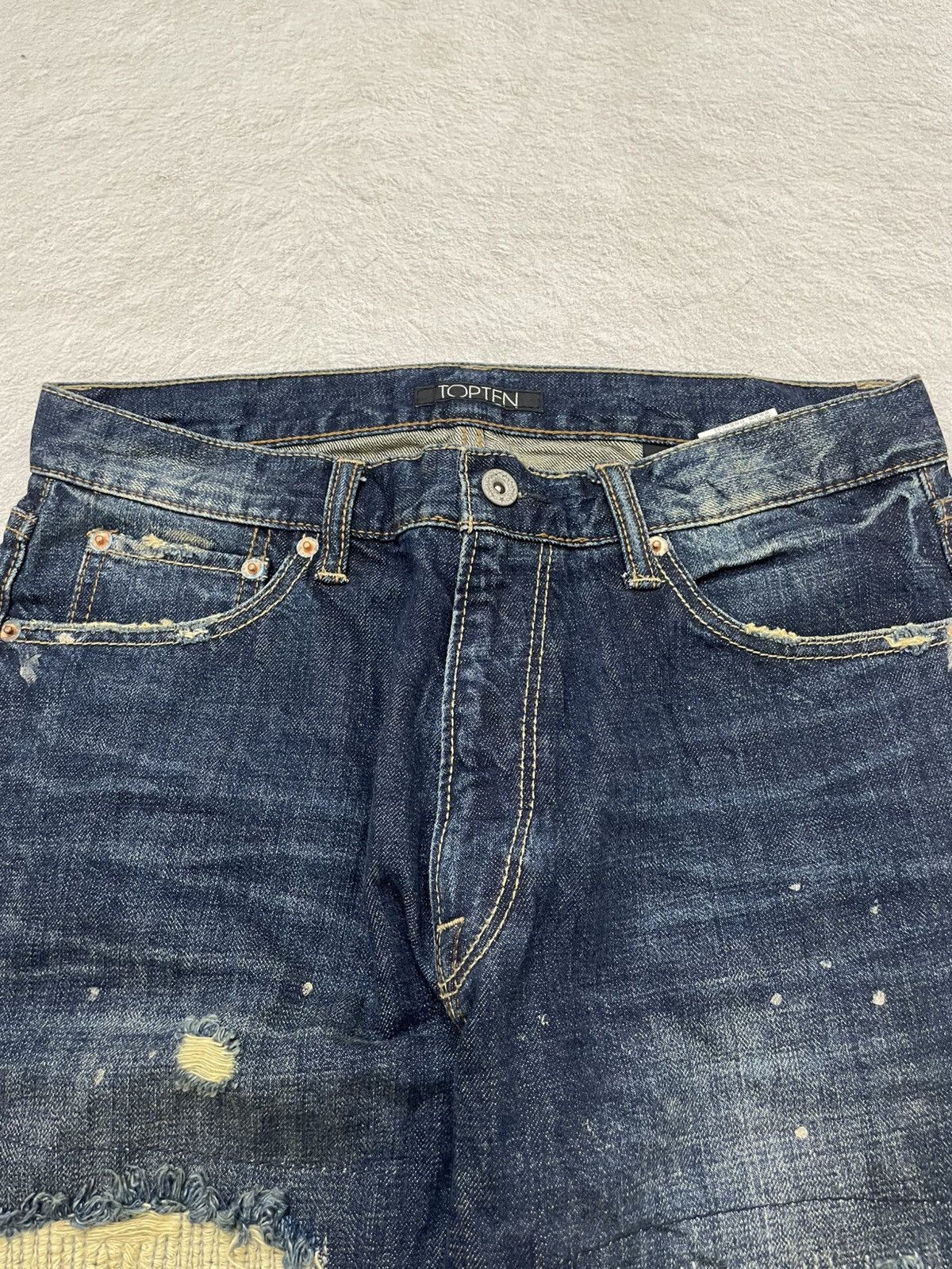 Japanese Brand Heavily Repaired Japanese Style Workwear Denim Dark Indigo Size US 31 - 5 Thumbnail