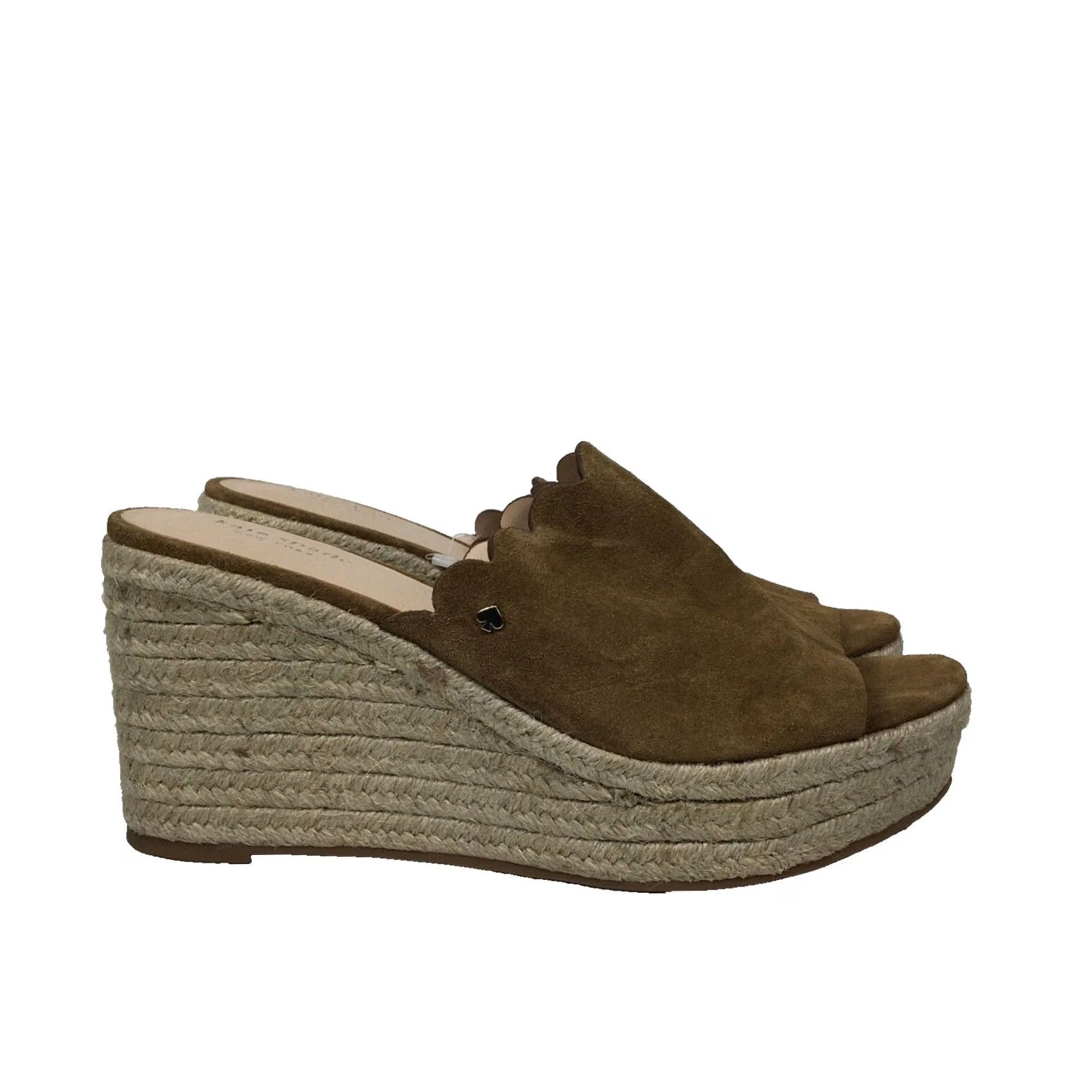 Vintage KATE SPADE Toby Espadrille Wedge Brown Suede Size 8.5 New Scalloped Platform Heel Wedges Size US 9 / IT 39 - 4 Thumbnail