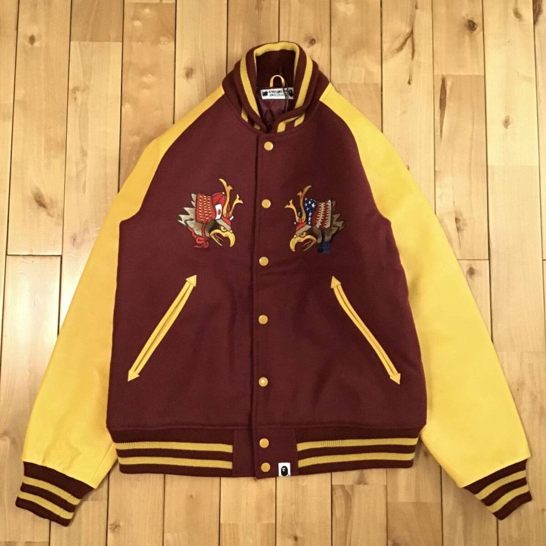 Bape × Undefeated 2012 Undefeated × BAPE leather varsity jacket a bathing ape Size US L / EU 52-54 / 3 - 2 Thumbnail