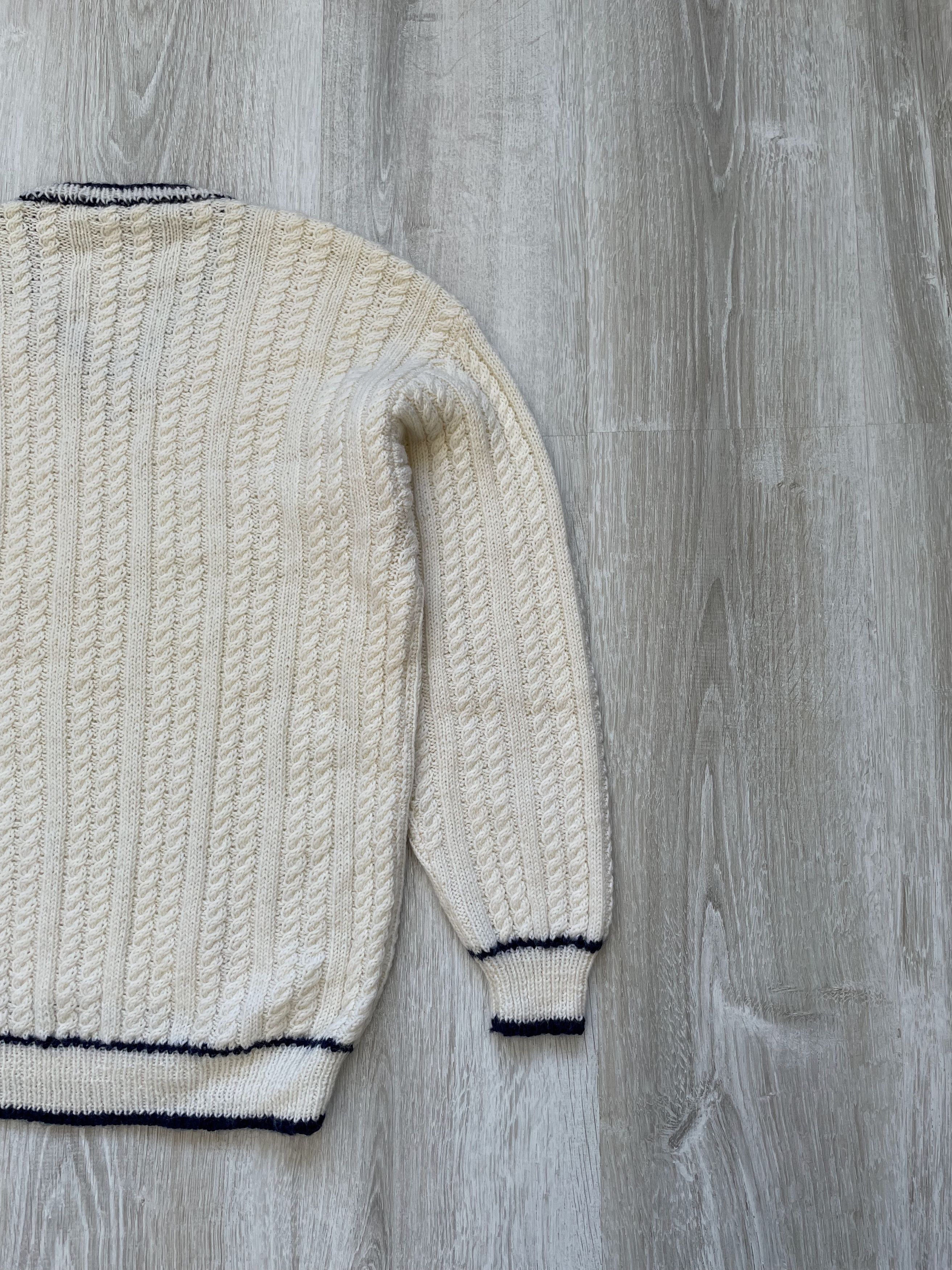 Vintage Vintage 90s Fisherman Knit V neck Sweater Size US S / EU 44-46 / 1 - 6 Thumbnail