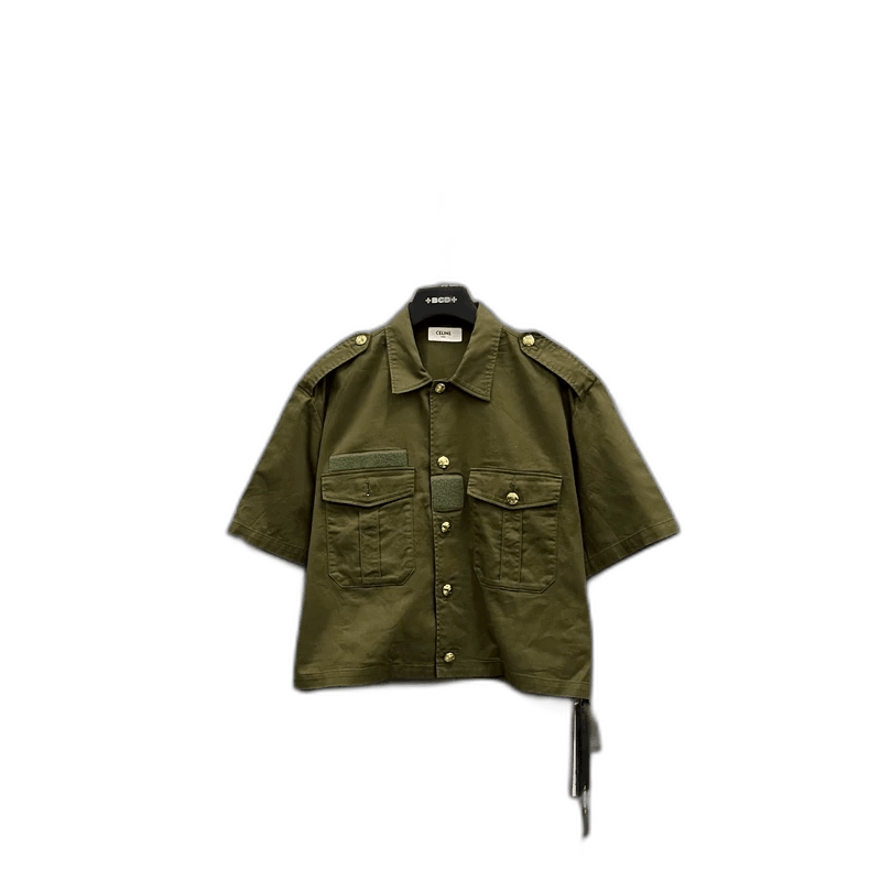 Celine Celine Military Green Short Sleeve Shirt Size US S / EU 44-46 / 1 - 1 Thumbnail