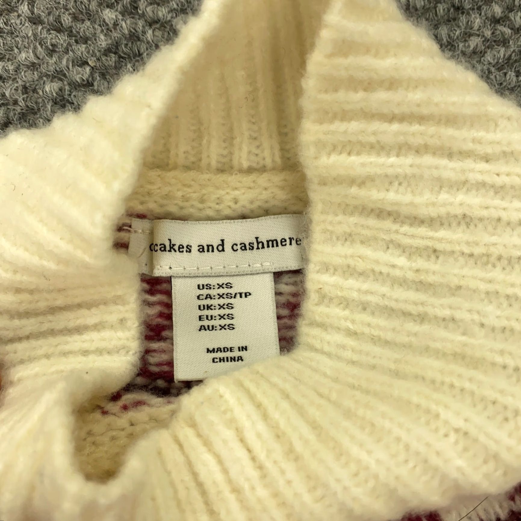 Vintage Cupcakes & Cashmere Sweater Womens XS Ivory Mock Neck Geometric Cable-Knit Pullover #1 Sweatshirt? Size XS / US 0-2 / IT 36-38 - 6 Thumbnail