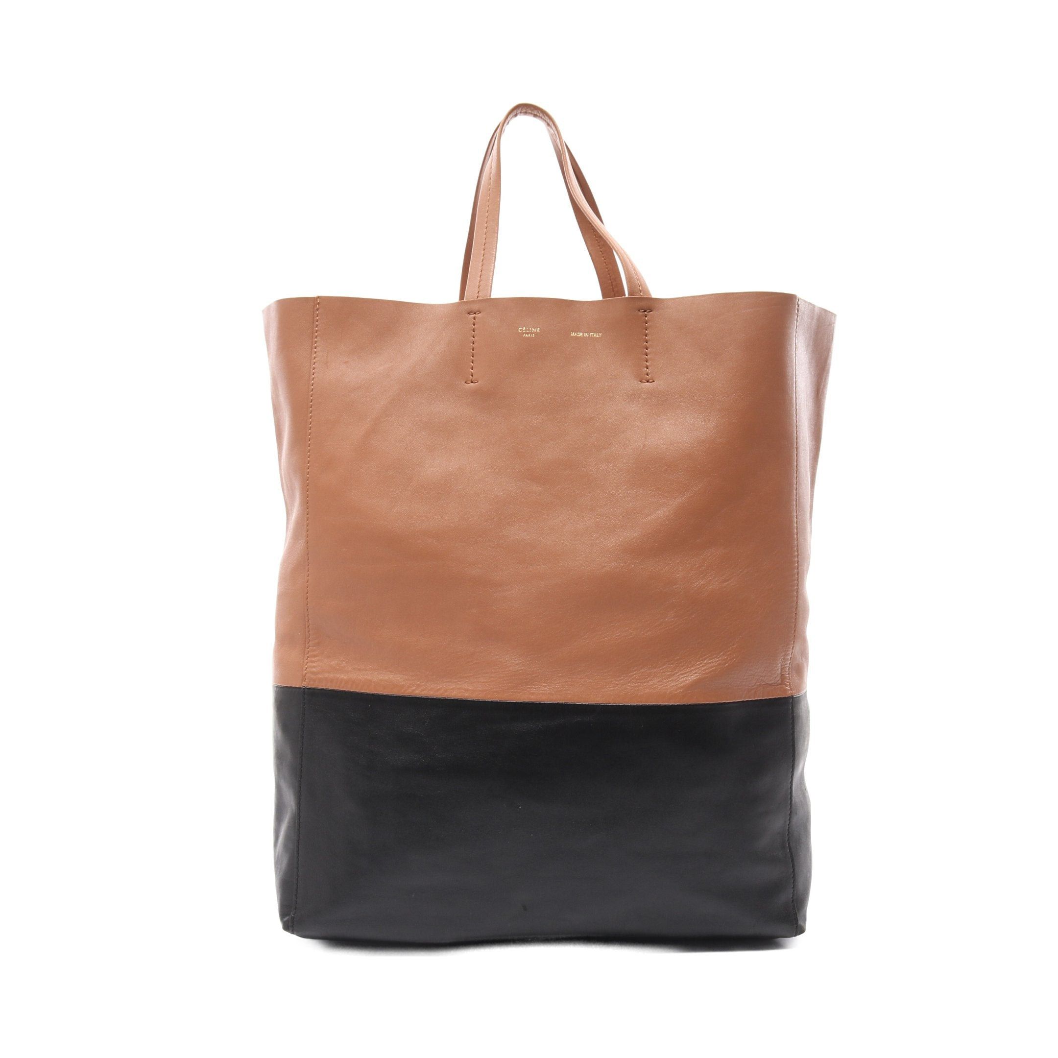 Celine Celine Horizontal Hippopotamus Handbag Tote Bag Leather Light Brown Black Size ONE SIZE - 1 Thumbnail