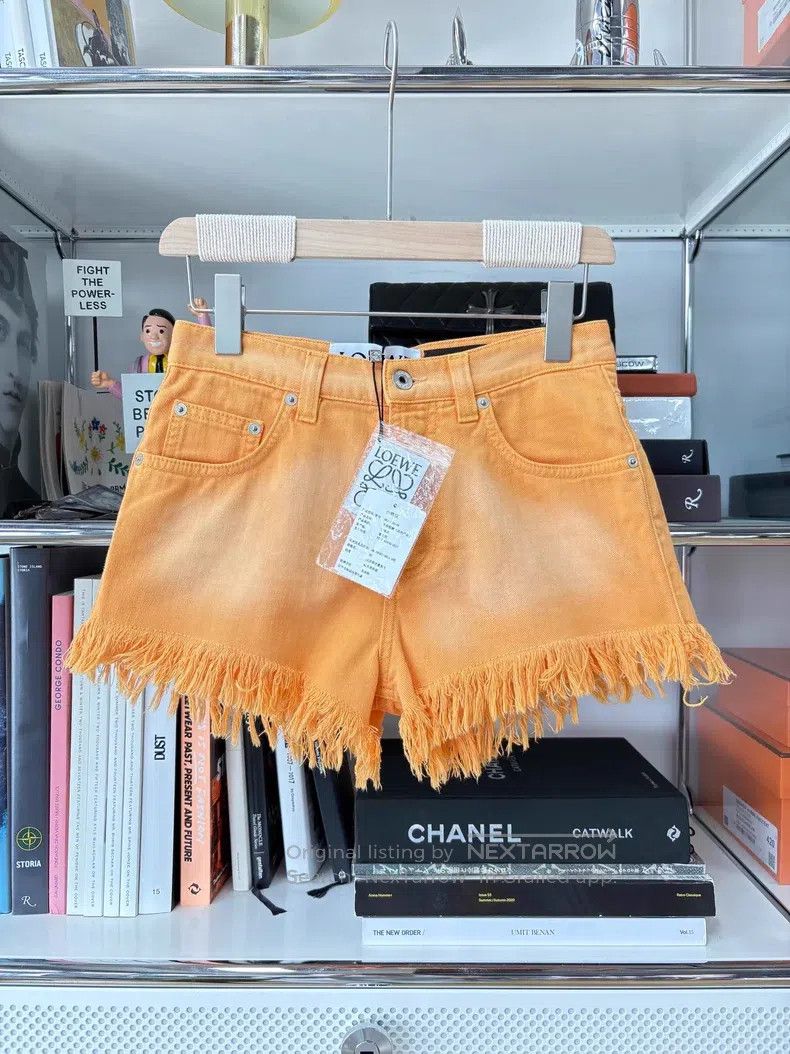 Loewe Loewe Fringed Denim Shorts with Gradual Color Change in Or Size 42" / US 20 - 1 Thumbnail