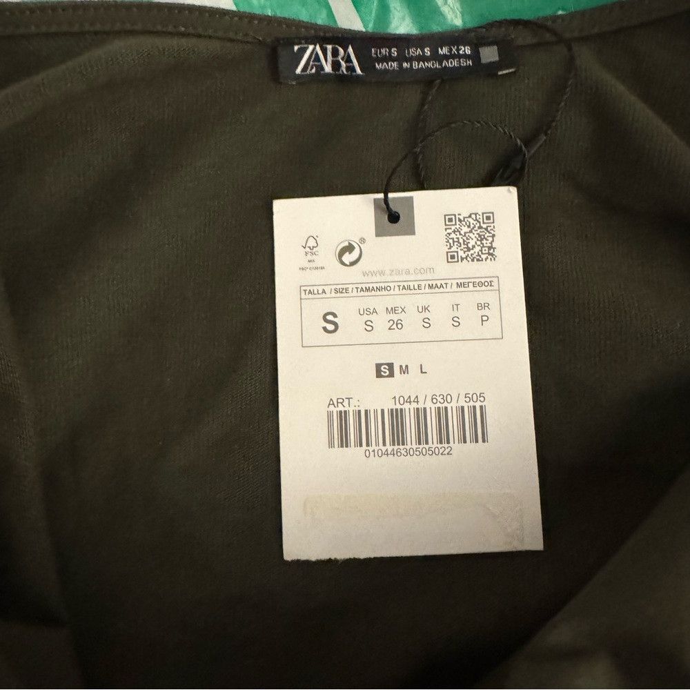 Zara NWT New ZARA Asymmetric Cotton Dark Green Top Size S Size S / US 4 / IT 40 - 8 Thumbnail