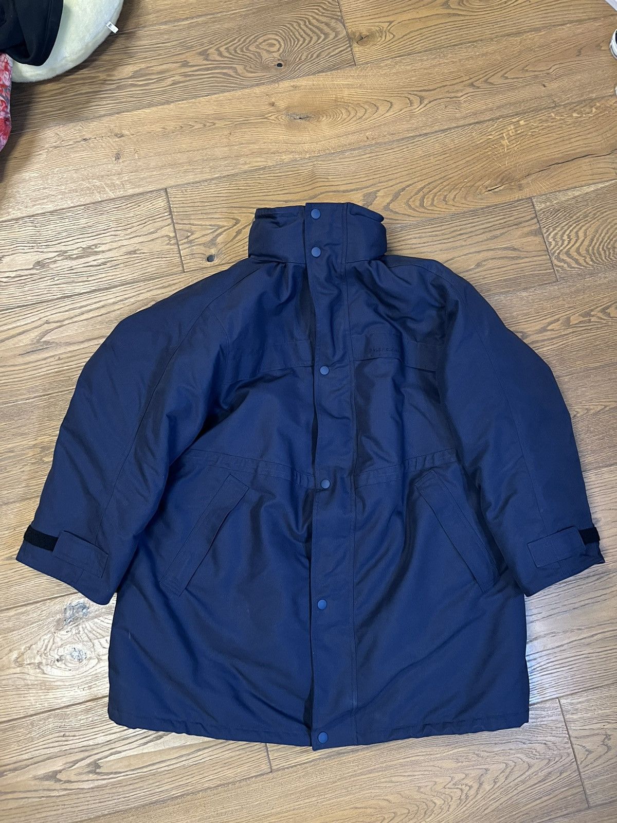 image of Balenciaga Scarf Parka In Navy Oversized, Men's (Size XL)