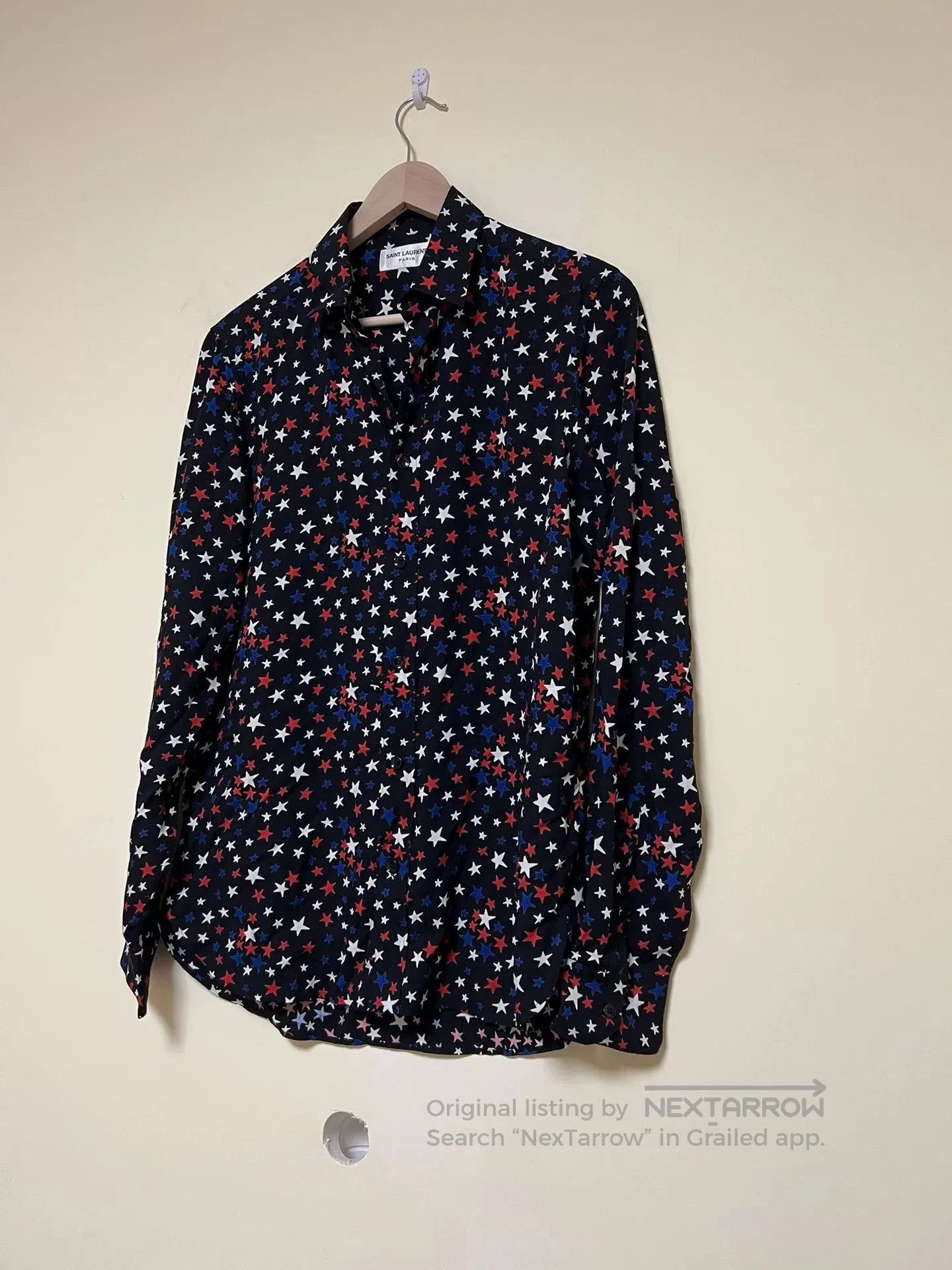 Saint Laurent Paris Saint Laurent Star Print Silk Shirt. Size S / US 4 / IT 40 - 3 Thumbnail