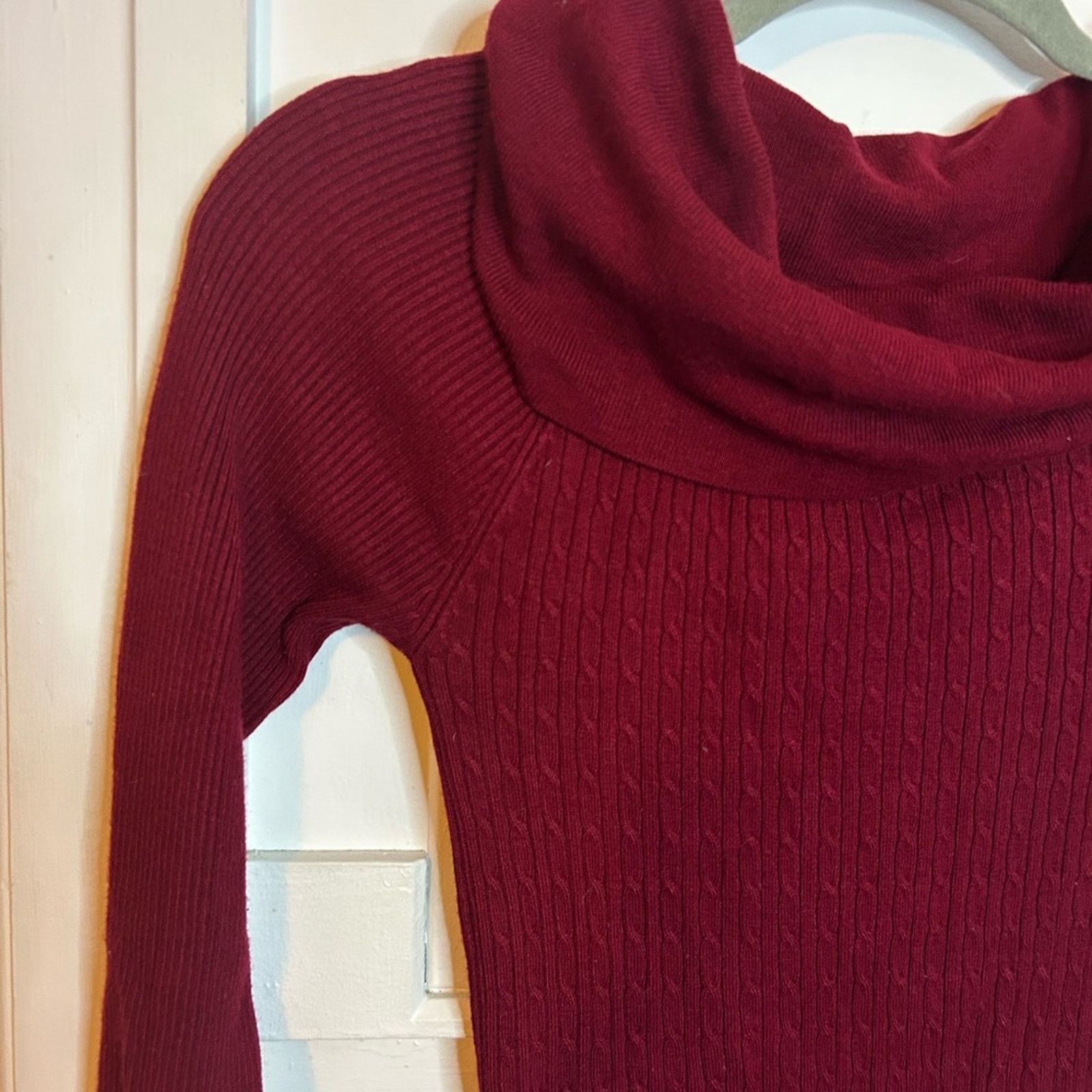 Other Rampage Red Y2K Cable Knit Cowl Neck Sweater Size M / US 6-8 / IT 42-44 - 4 Thumbnail