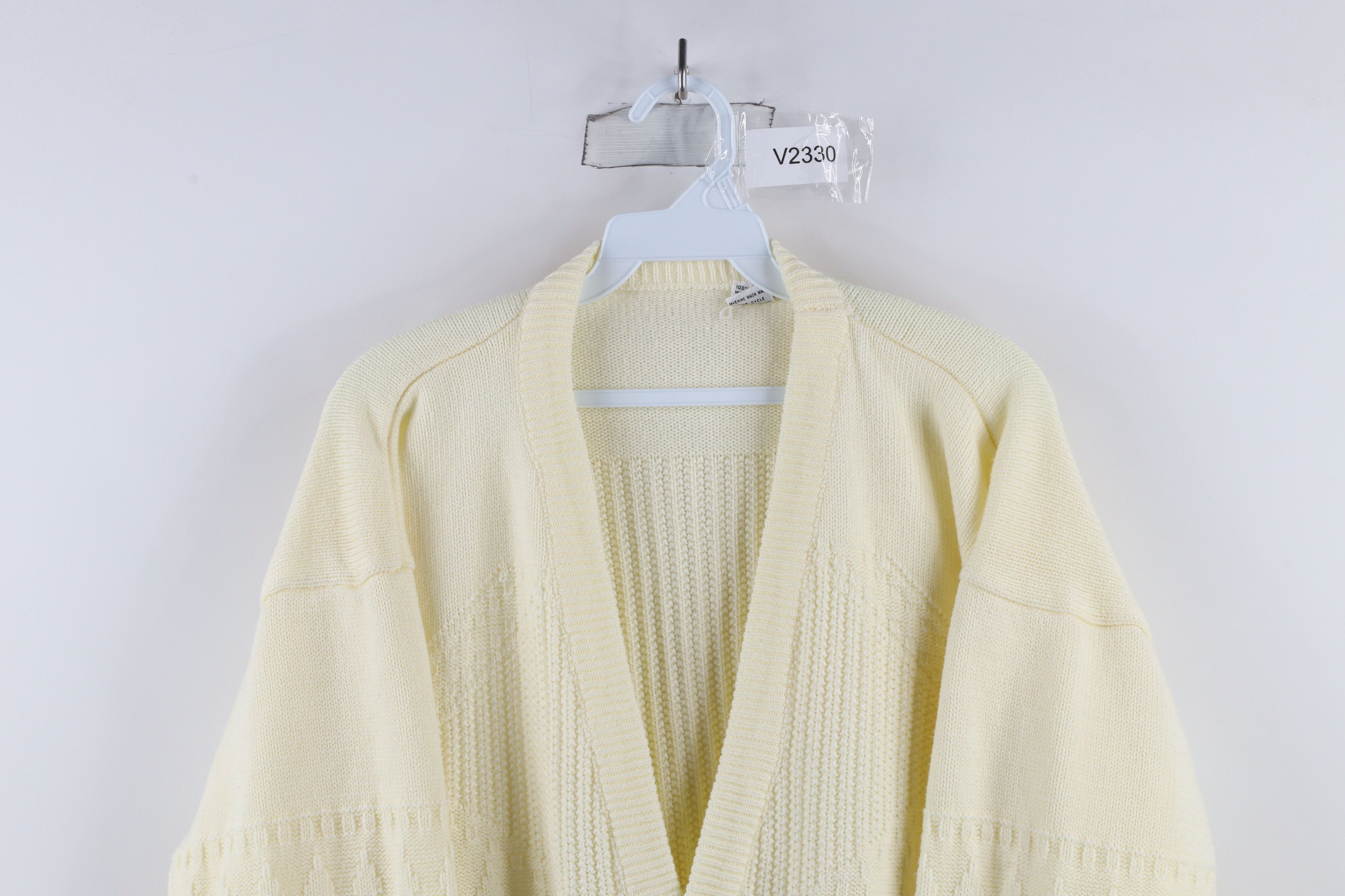 Vintage Vintage 90s Streetwear Ribbed Knit Cardigan Sweater Cream Size M / US 6-8 / IT 42-44 - 2 Thumbnail