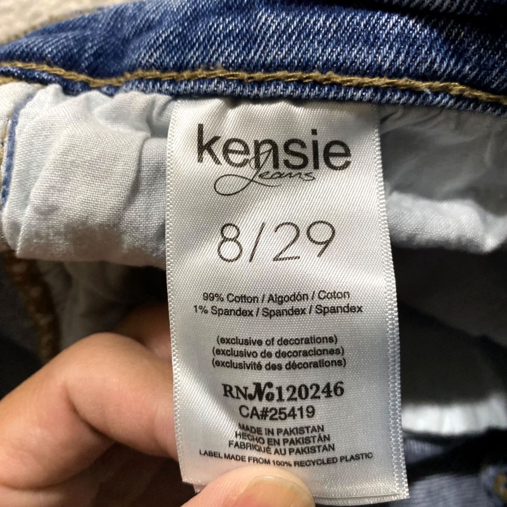 Vintage Kensie Jeans Womens 8 Blue Denim Medium Wash Distressed Cut-Off Mid Rise Shorts 5-Pocket Regular Inseam 4 in Summer Casual Womens Size 30" / US 8 / IT 44 - 4 Thumbnail