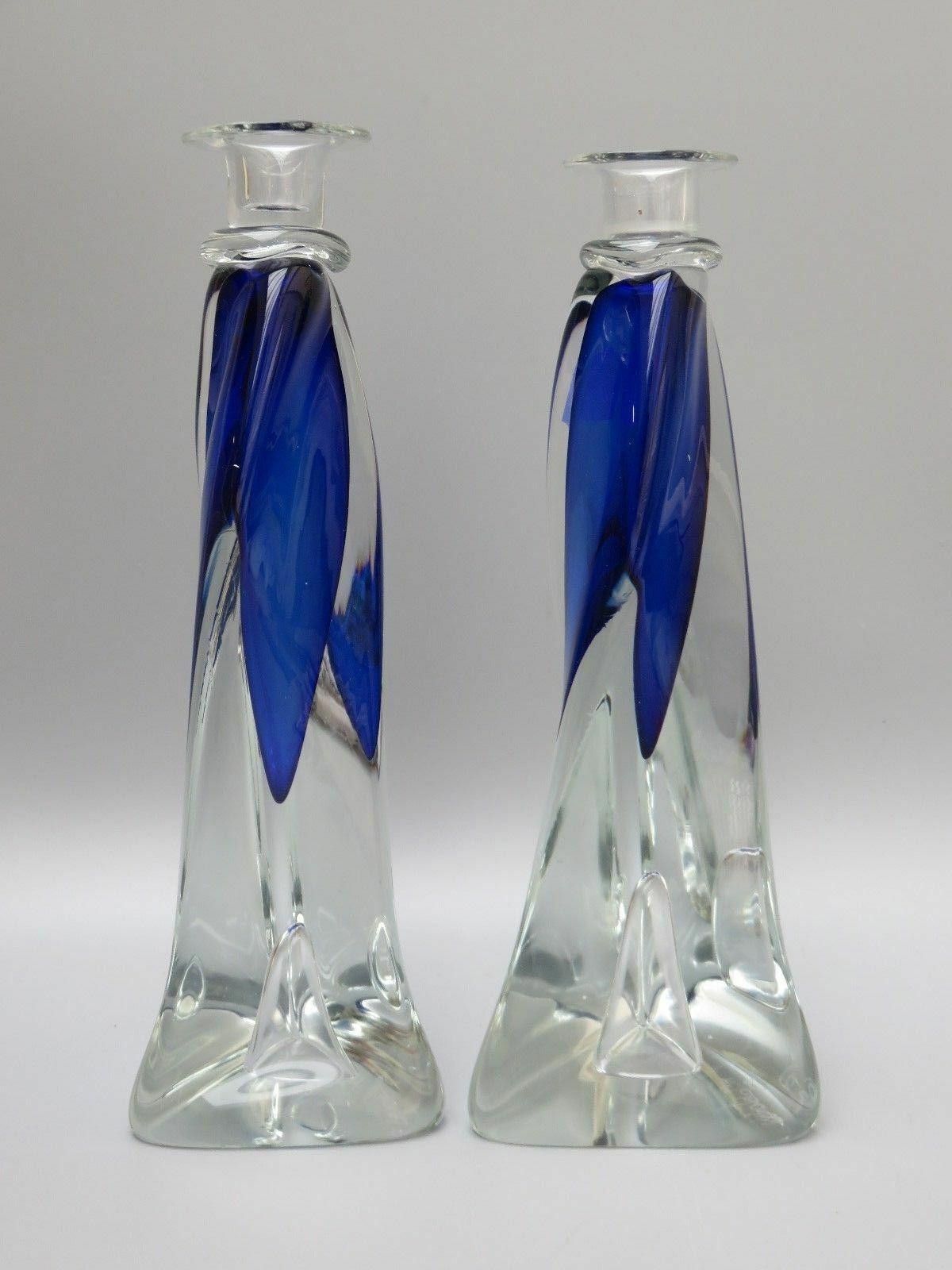 Other 2 x Antique Adam Jablonski Crystal Cobalt Blue Candlesticks Size ONE SIZE - 2 Thumbnail