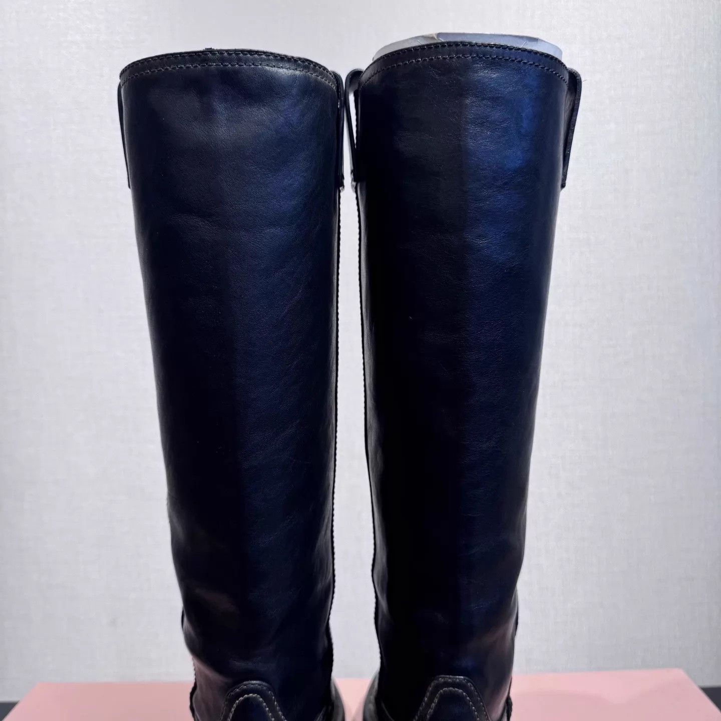 Miu Miu MIU MIU leather round toe slip knee boots W black NWT 36 Size US 5.5 / IT 35.5 - 8 Thumbnail