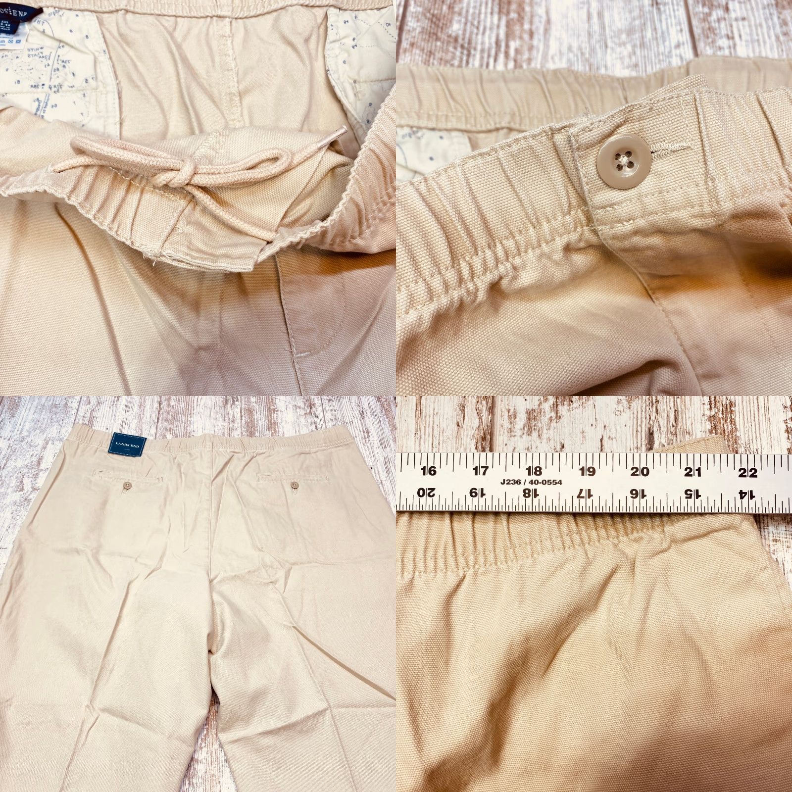 Lands' End Lands End Deck Pants Mens 2XL Beige Canvas Drawstring Elastic Waist Casual 7556 Size US 39 - 8 Thumbnail