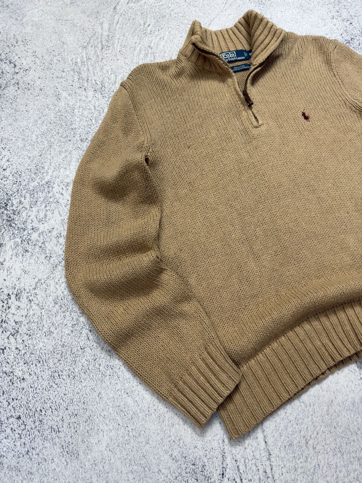 Polo Ralph Lauren Vintage Polo Ralph Lauren 1/4 Zip Cotton Knit Sweater Beige Size US M / EU 48-50 / 2 - 2 Thumbnail