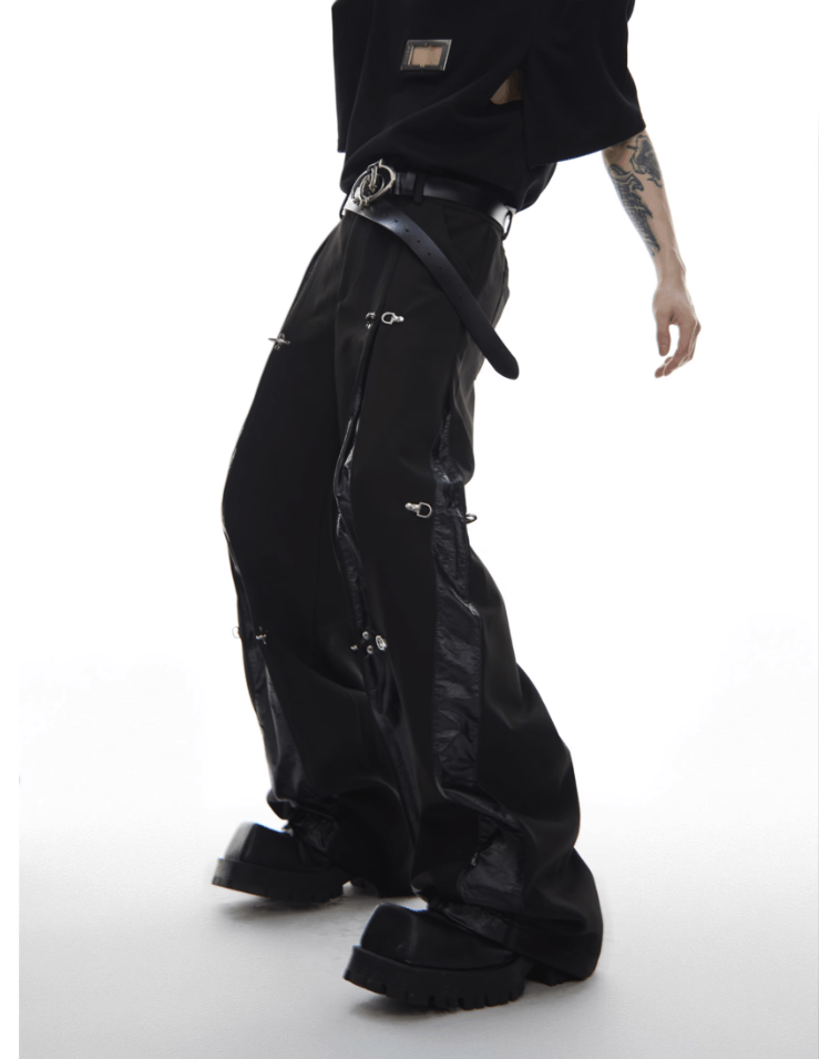 Other Y2K Black HandSewn Deconstructed Baggy Wide Leg Casual Pants Size US 34 / EU 50 - 2 Thumbnail