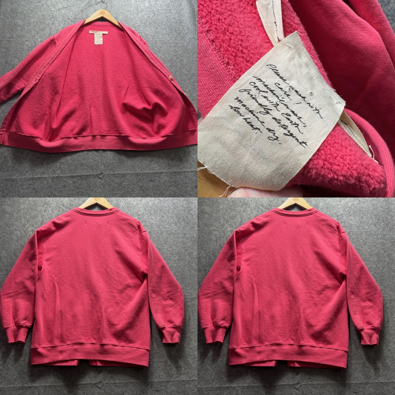 Vintage Raquel Allegra Sweater Cardigan Womens XS0 Pink Terry V-Neck Pockets Relaxed Fit Size XS / US 0-2 / IT 36-38 - 8 Thumbnail