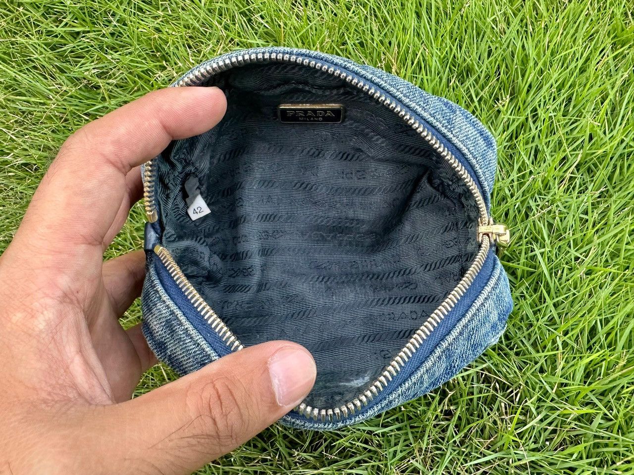 Prada Authentic Prada Denim Cosmetic Pouch Size ONE SIZE - 5 Thumbnail