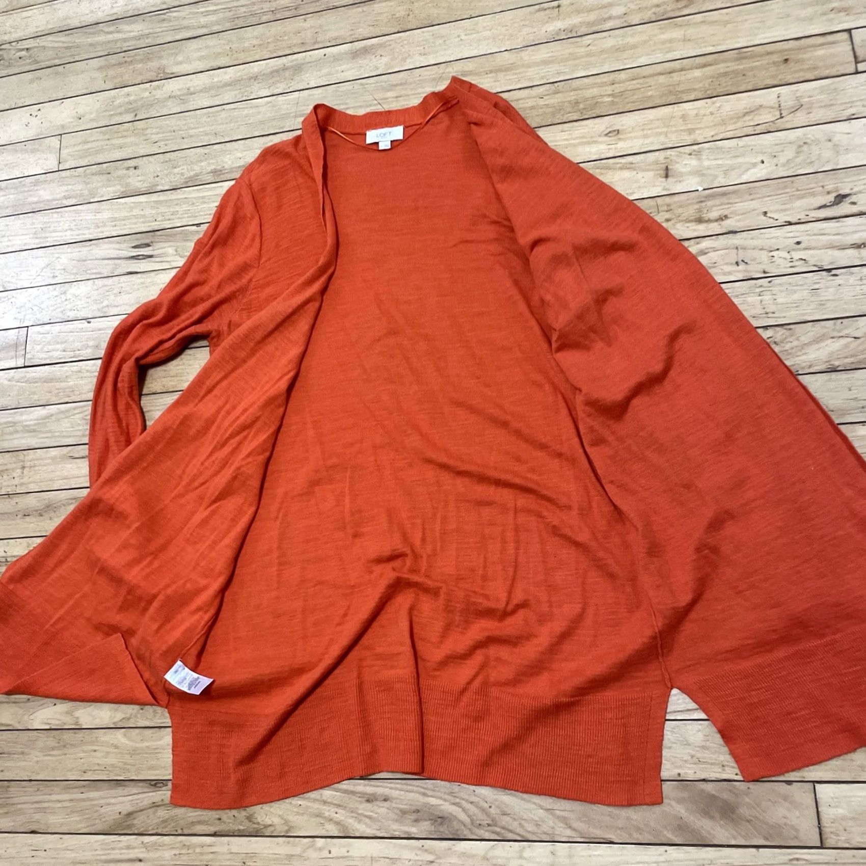 Loft VINTAGE LOFT Cardigan Shirt Women L Orange Knit Open Currency Money Theme 90s Mens Womens Size L / US 10 / IT 46 - 4 Thumbnail