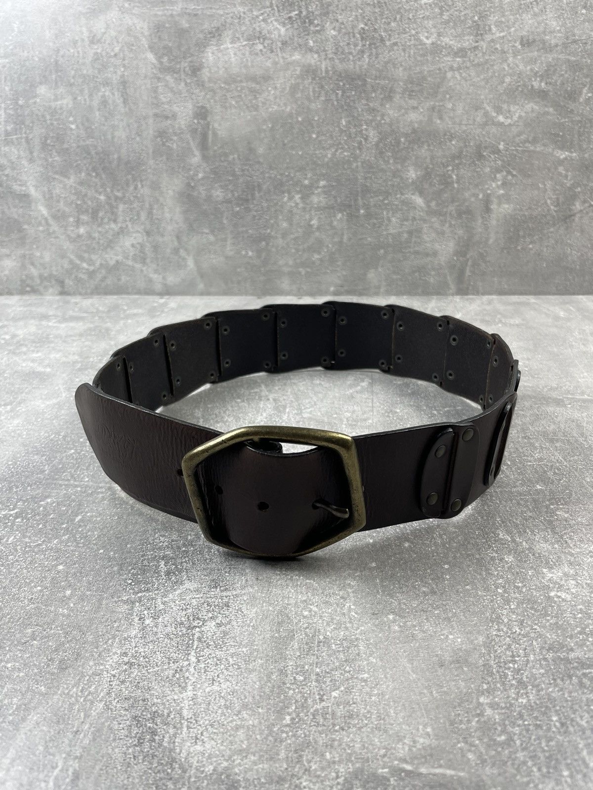 Dolce & Gabbana × Vintage Dolce & Gabbana and Gloves 90s Punk Biker Brown Leather Belt Size ONE SIZE - 2 Thumbnail