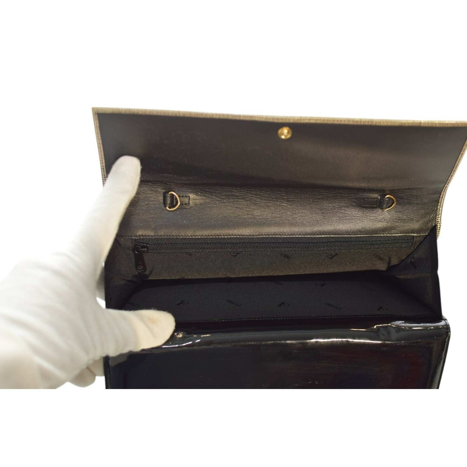 Gianfranco Ferre Gianfranco Ferre Prince de Galle & Black Patent Leather Clut Size ONE SIZE - 6 Thumbnail